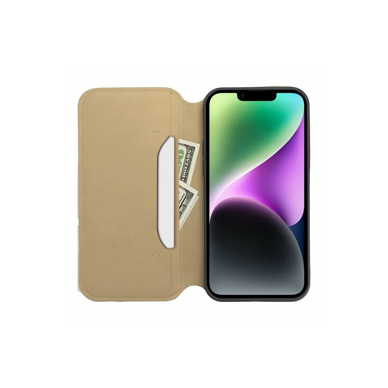 Dual Pocket Holster Buch Tasche kompatibel mit Samsung Galaxy A25 5G Gold
