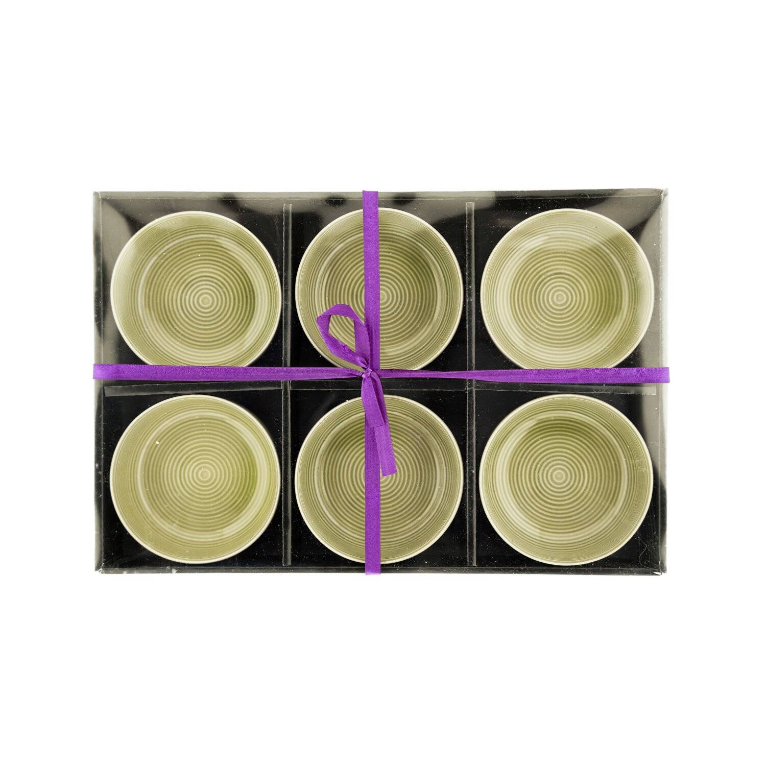 Almina 6 Teiliger Snackschalen-Set Servierschale Dipschale aus Porzellan Rund 200 ml Grün