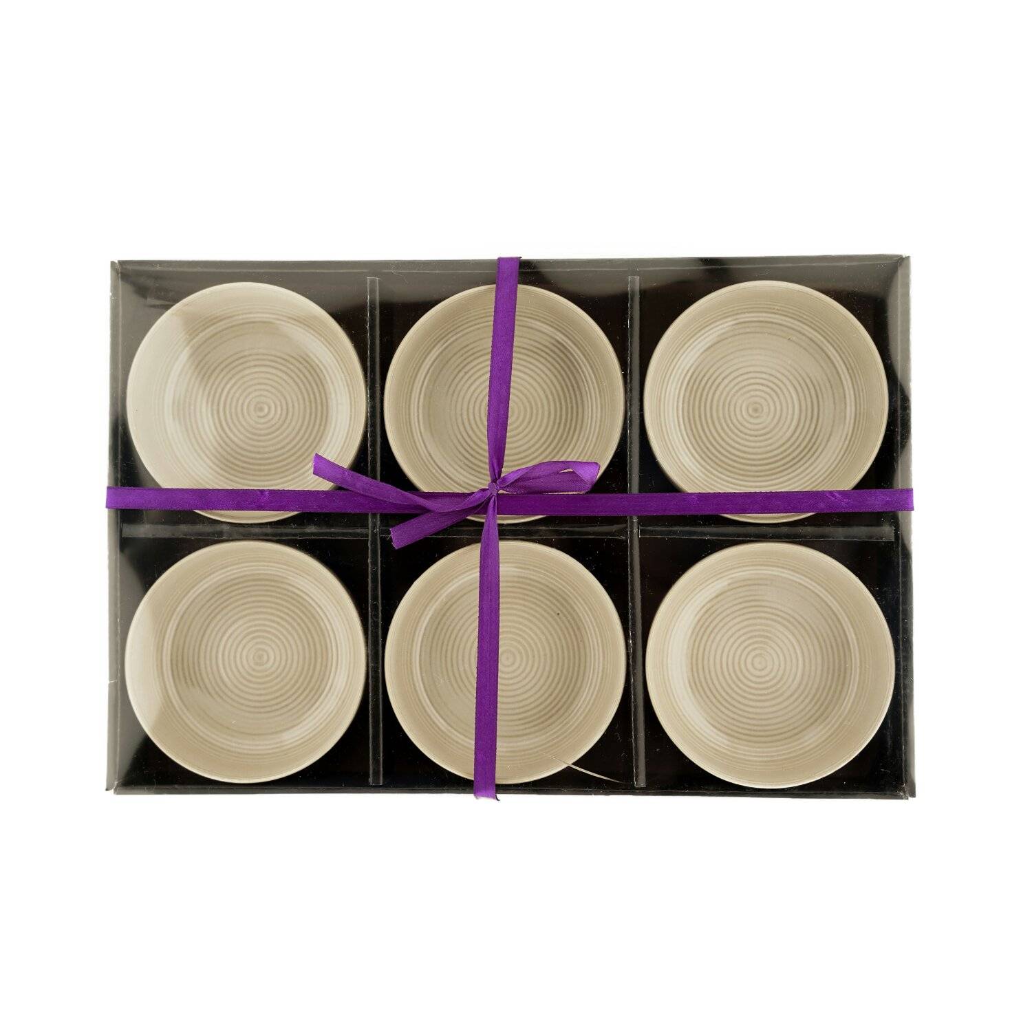 Almina 6 Teiliger Snackschalen-Set Servierschale Dipschale aus Porzellan Rund 200 ml Beige