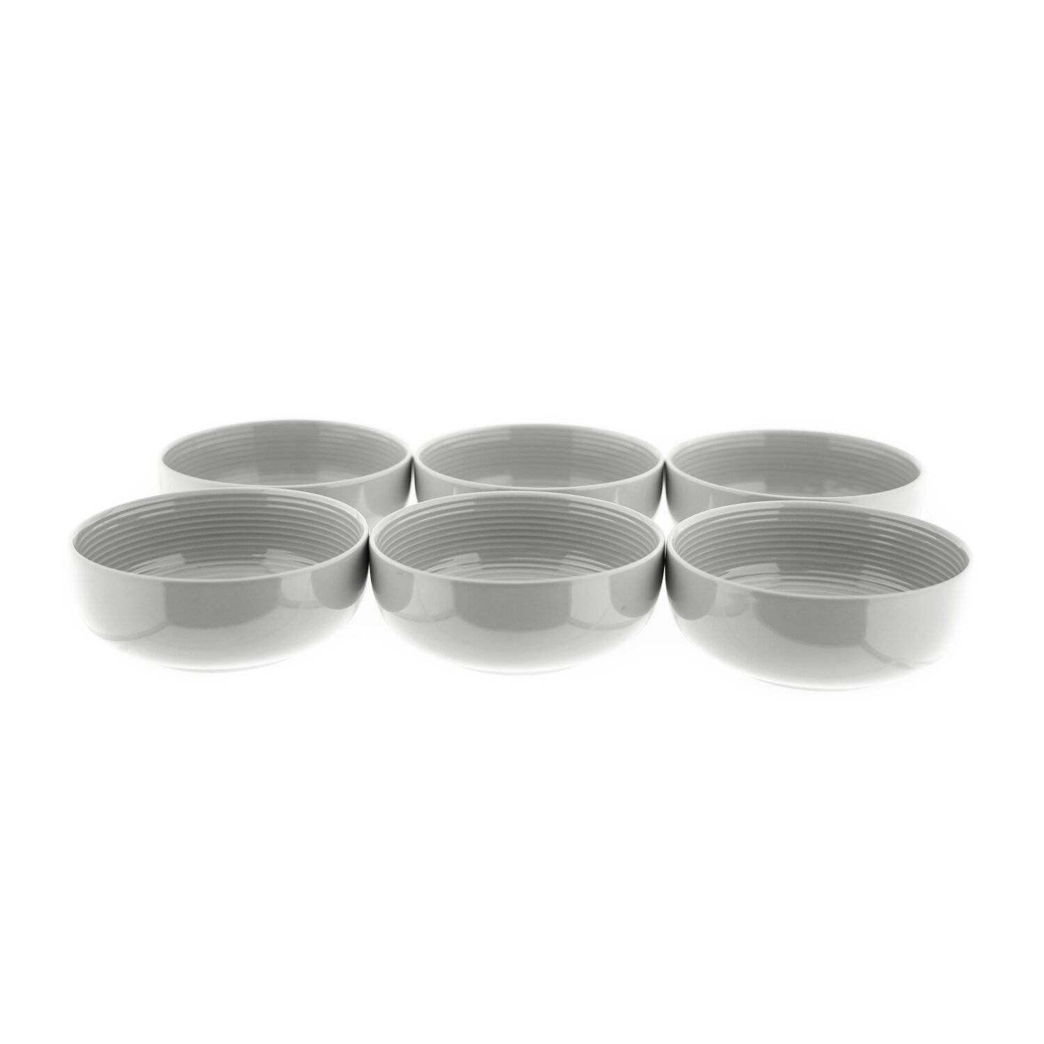 Almina 6 Teiliger Snackschalen-Set Servierschale Dipschale aus Porzellan Rund 200 ml Grau