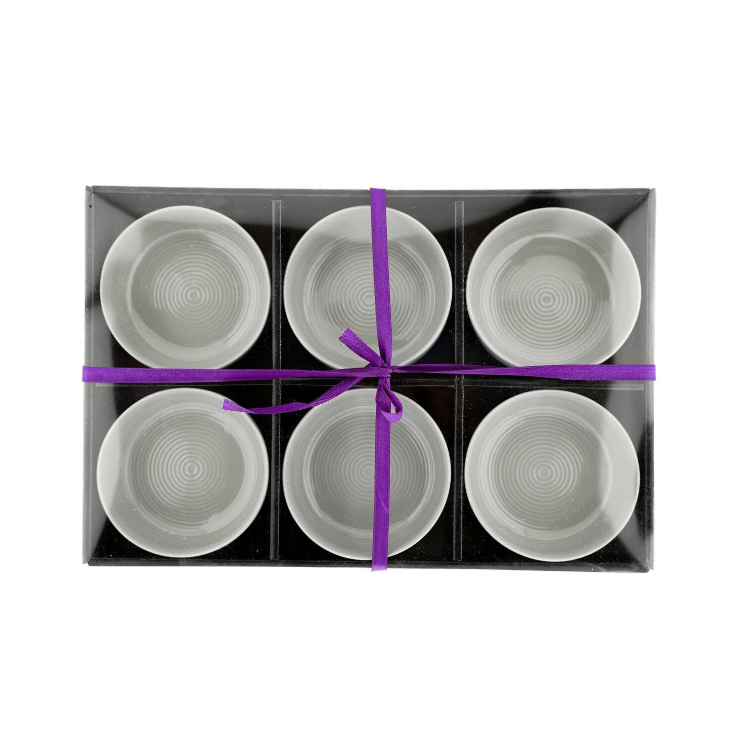 Almina 6 Teiliger Snackschalen-Set Servierschale Dipschale aus Porzellan Rund 200 ml Grau