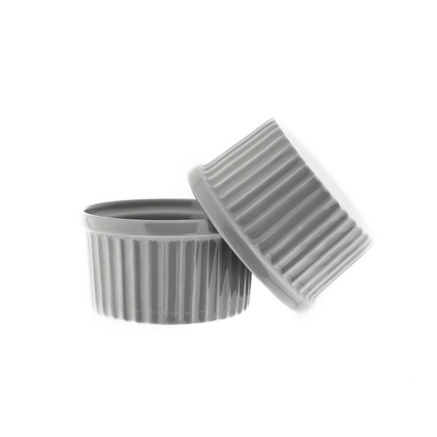 Almina 6 Teiliger Muffinform-Set Schale aus Porzellan Rund 180 ml Grau