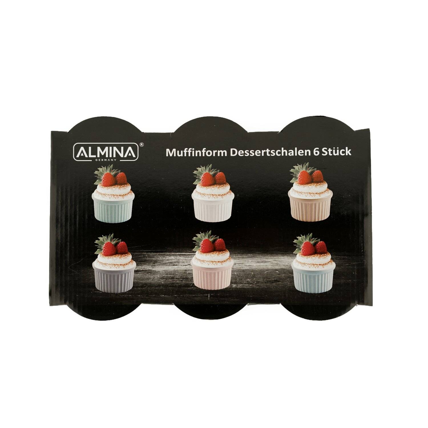 Almina 6 Teiliger Muffinform-Set Schale aus Porzellan Rund 180 ml Mehrfarbig