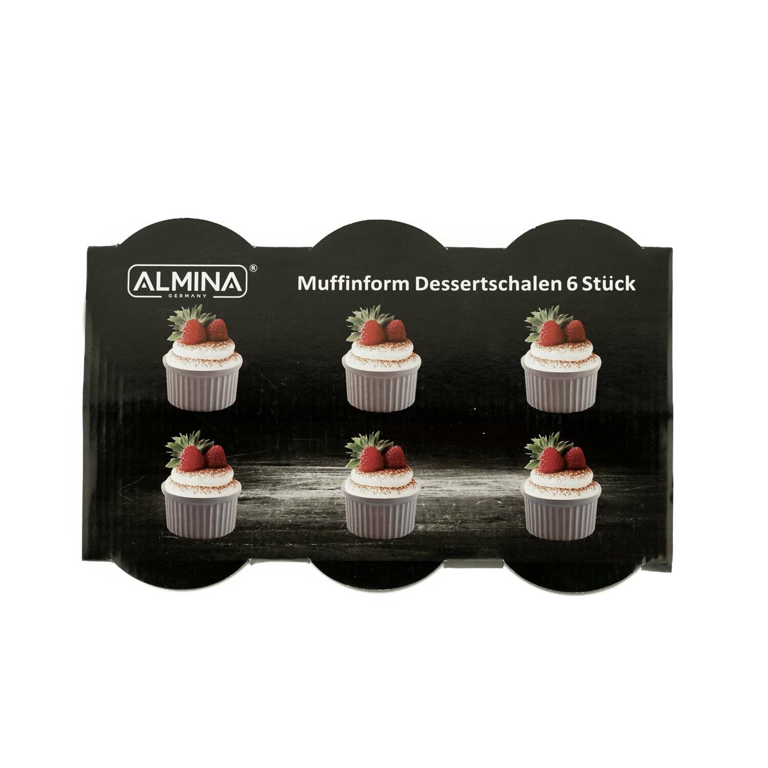 Almina 6 Teiliger Muffinform-Set Schale aus Porzellan Rund 180 ml Grau