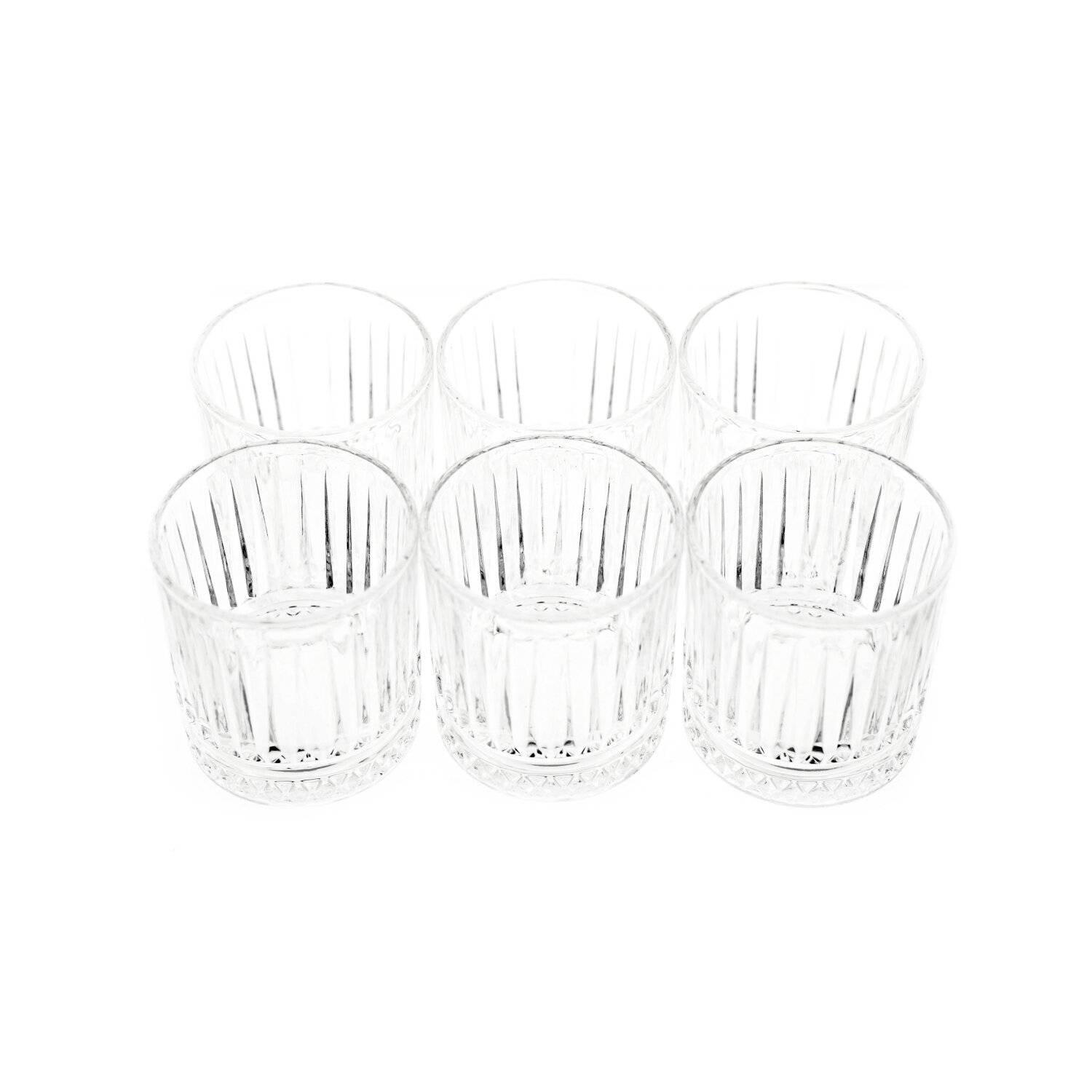 Almina Elisa 6 Teiliger Trinkgläser-Set aus Glas mit Riffle Design 240 ml