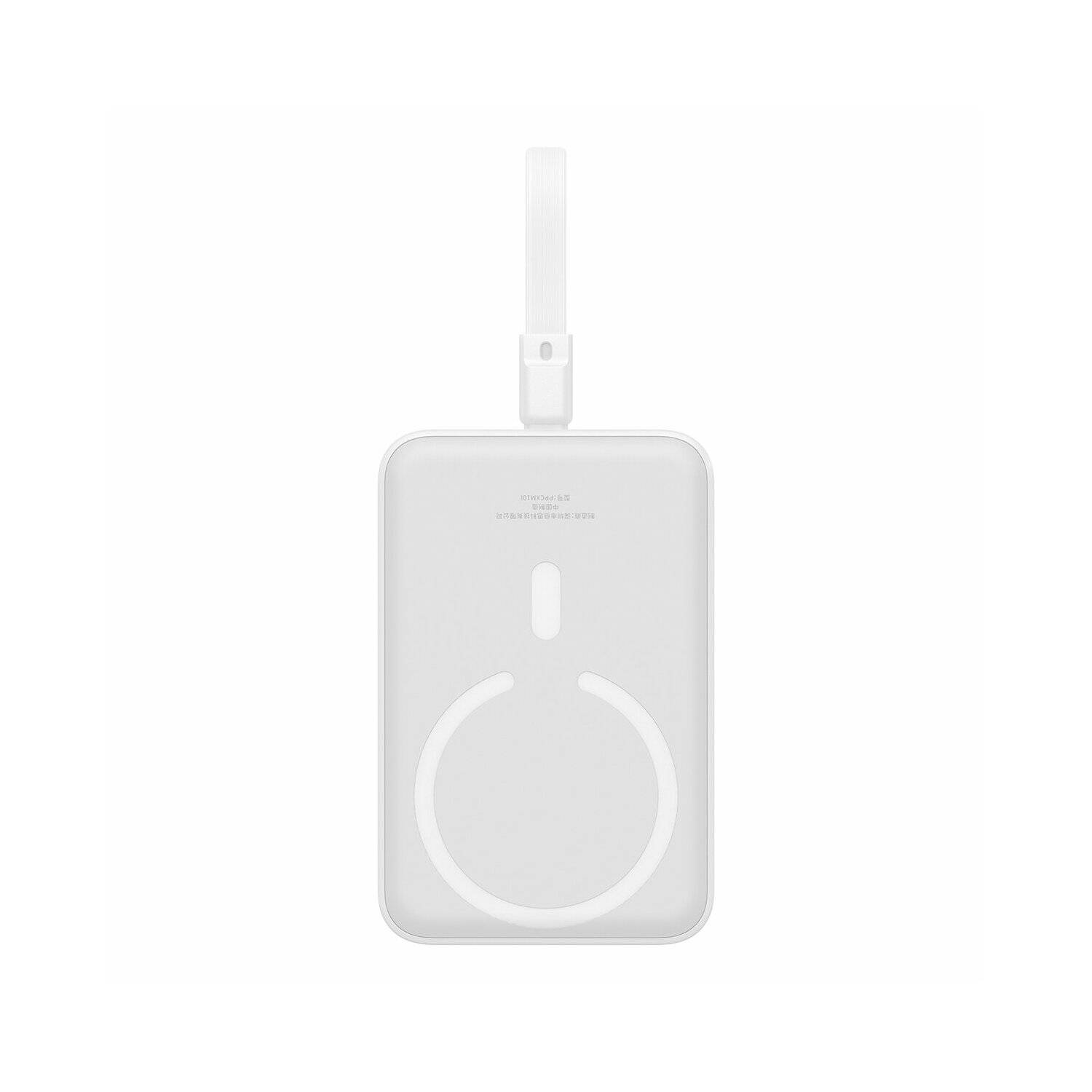 Baseus Magnetic Mini MagSafe 10000 mAh 20 W Powerbank mit integriertem iPhone Kabel + Kabel 60 W 0,3 m Weiß