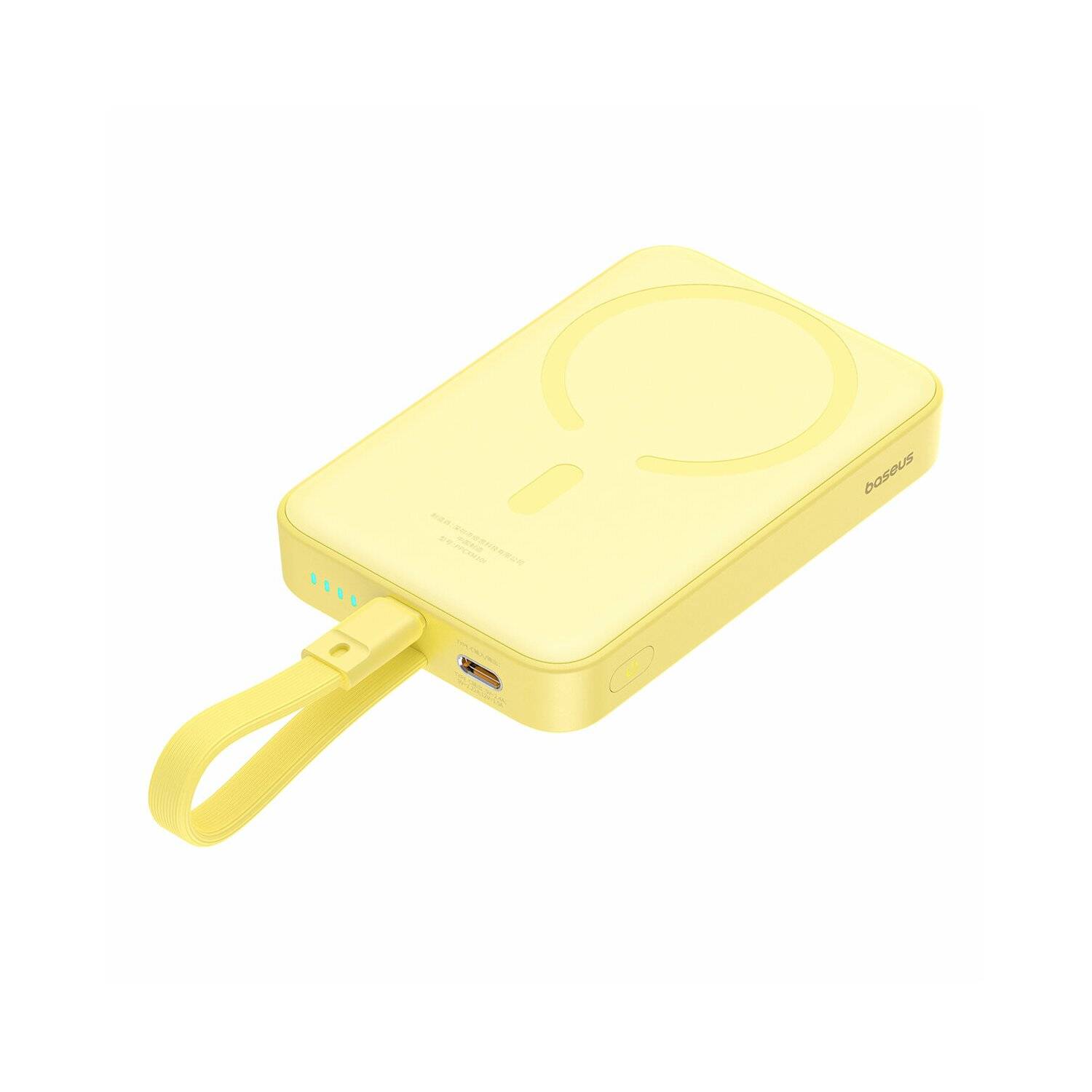 Baseus Magnetic Mini MagSafe 10000 mAh 20 W Powerbank mit integriertem iPhone Kabel + Kabel 60 W 0,3 m Gelb