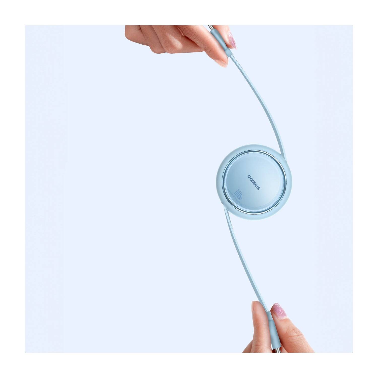 Baseus Free2Draw Mini USB-C – USB-C 100 W 1 m einziehbares Kabel Blau