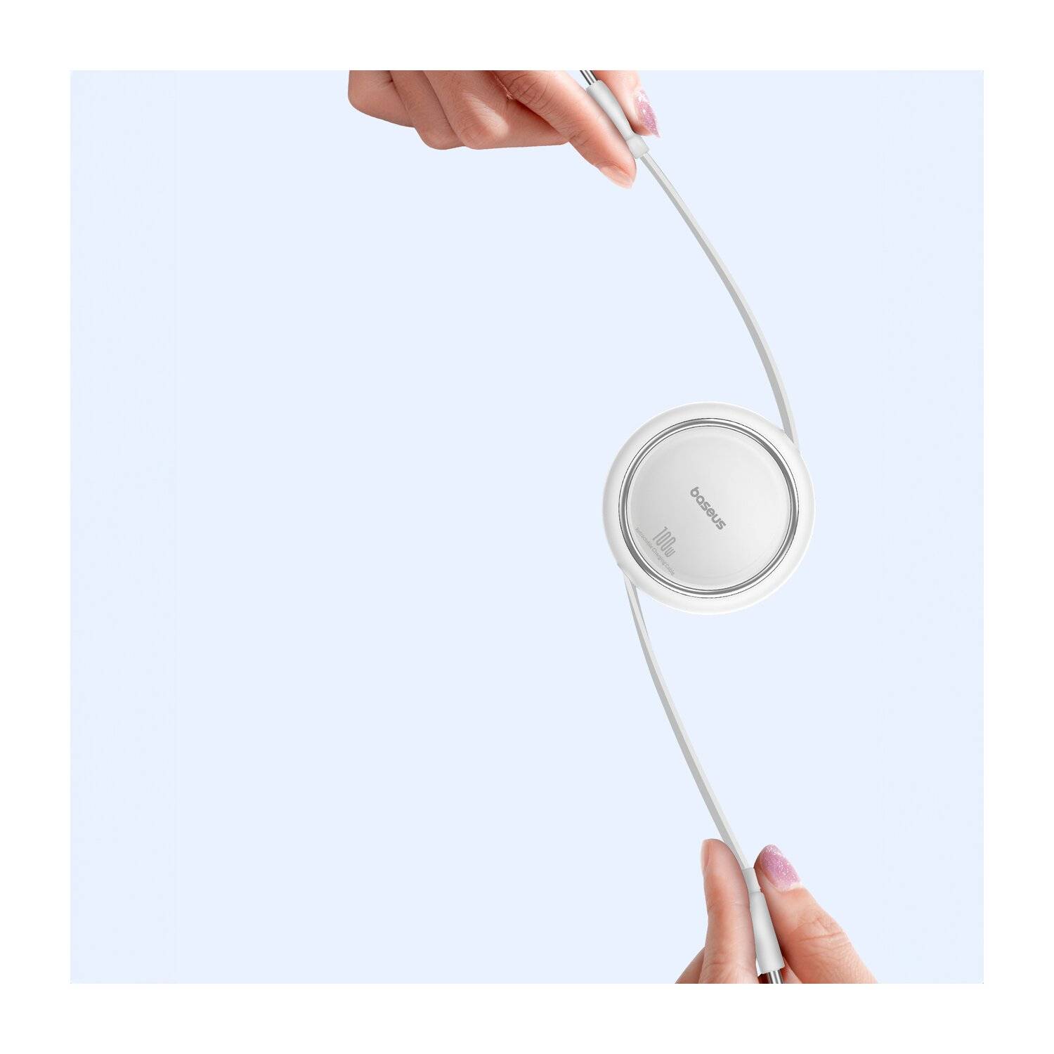 Baseus Free2Draw Mini USB-C – USB-C 100 W 1 m einziehbares Kabel Weiß