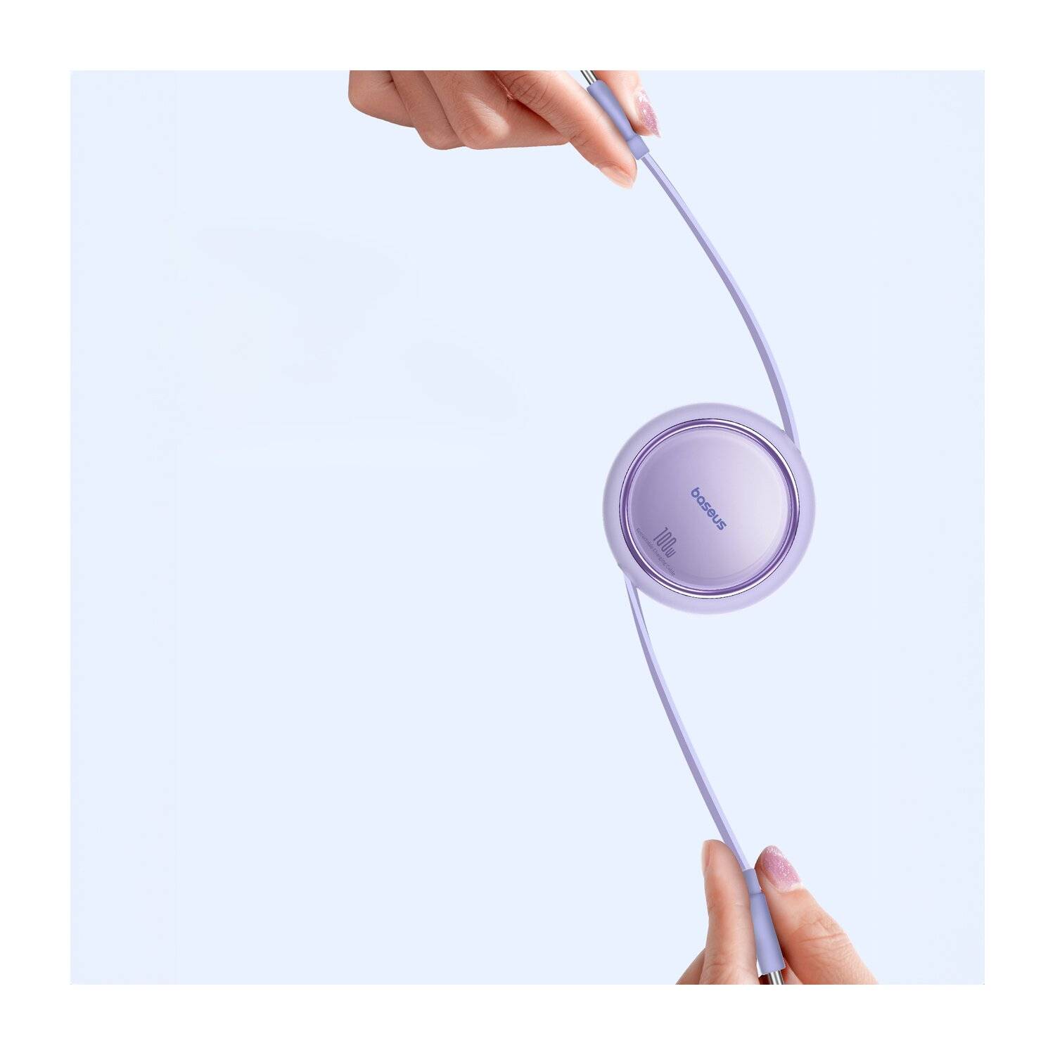 Baseus Free2Draw Mini USB-C – USB-C 100 W 1 m einziehbares Kabel Lila