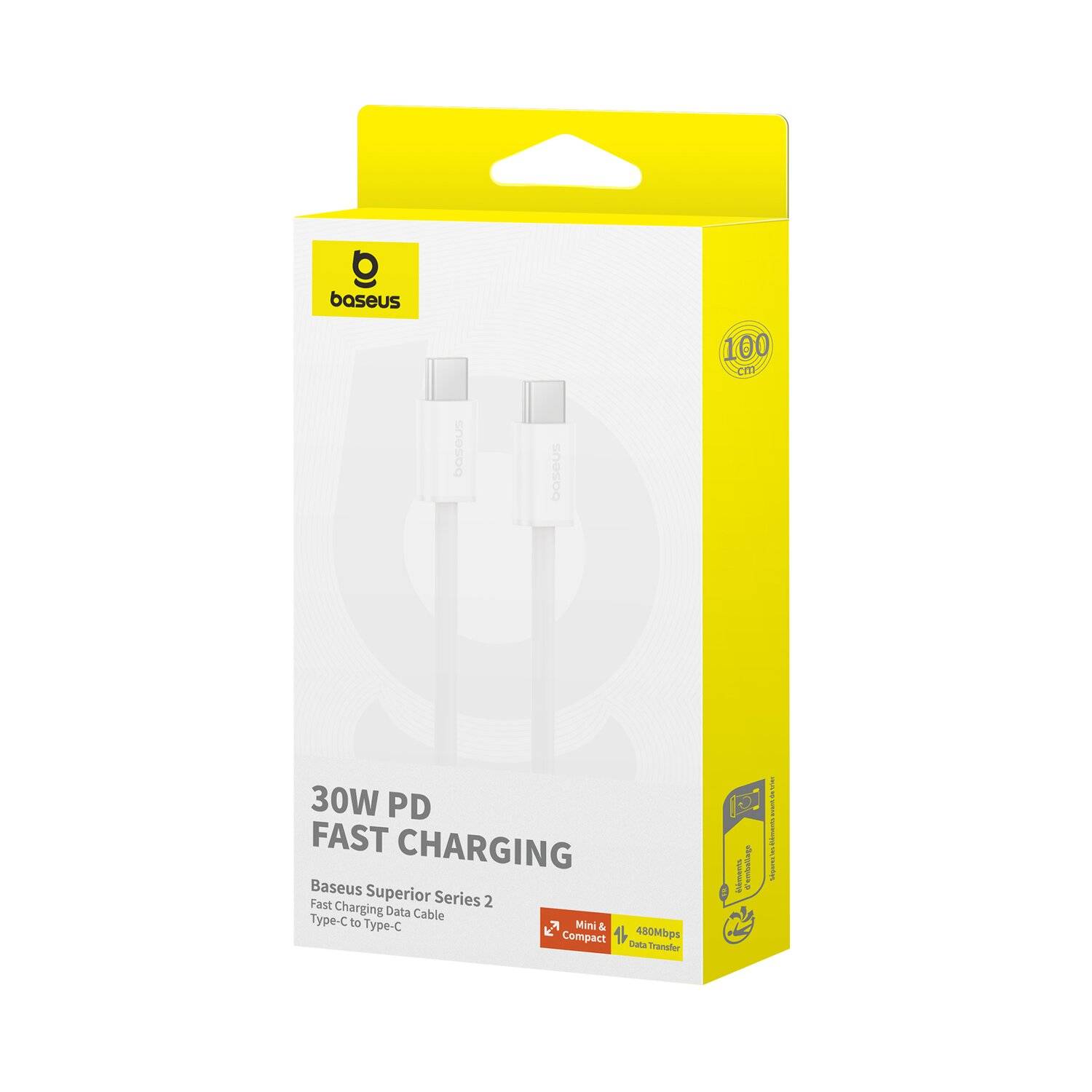 Baseus Superior Series II USB-C – USB-C 30 W 480 Mbit/s Kabel – Weiß 1 m