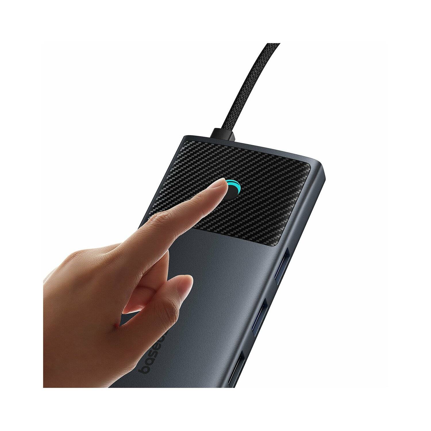 USB-HUB 11in1 Baseus Metal Gleam Series II USB-A/USB-C PD/HDMI/DP/RJ45/SD/TF – schwarz