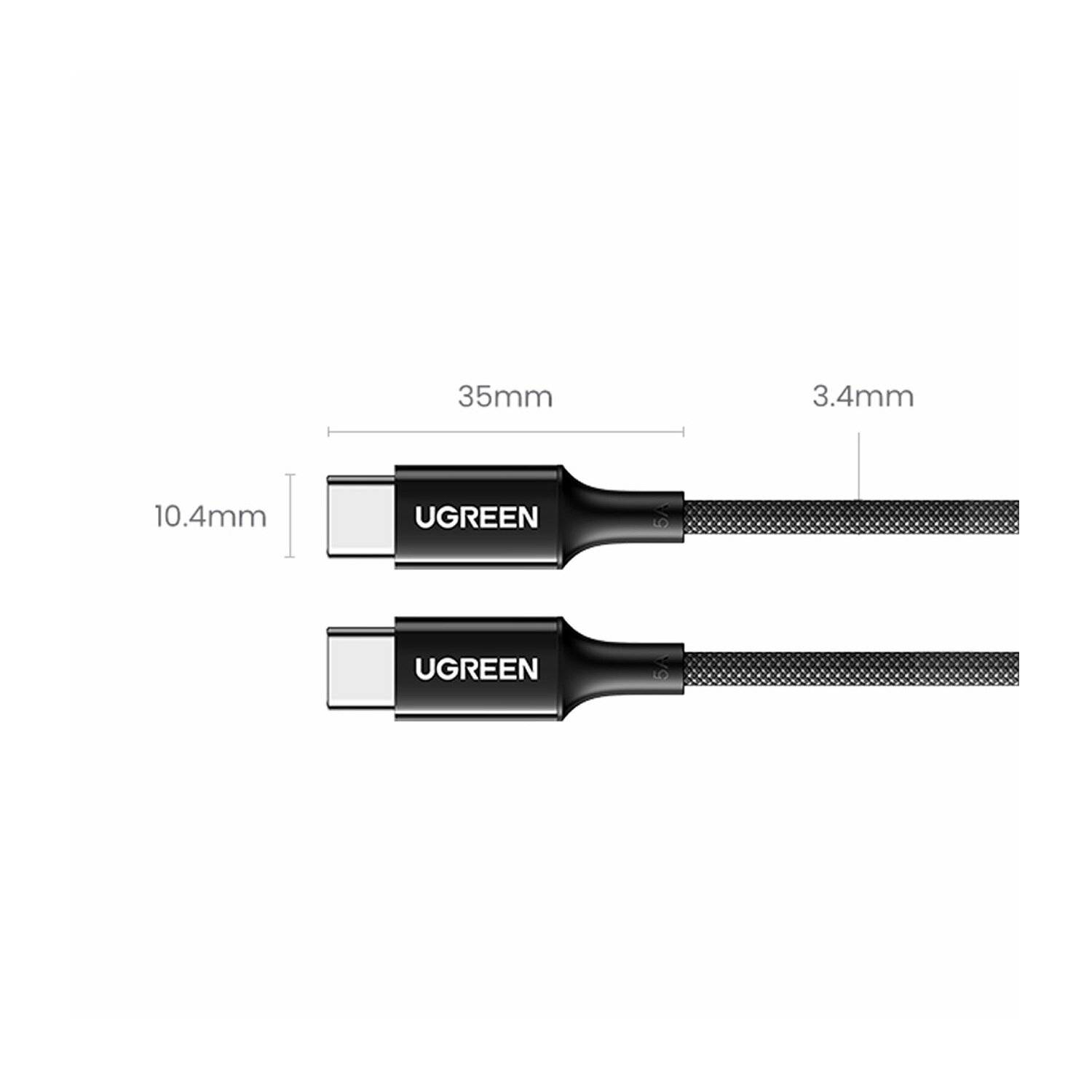 Ugreen US557 Ladekabel / Datenkabel USB-C / USB-C PD-Kabel 100 W 1 m – schwarz