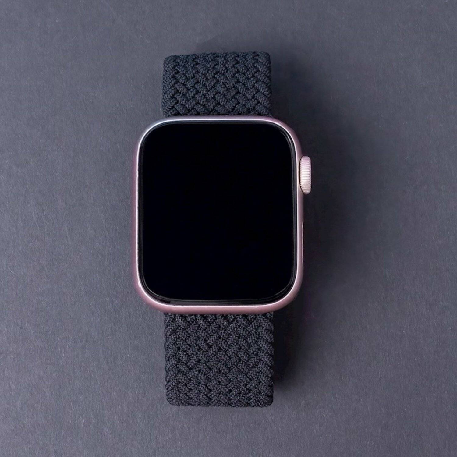 Elastisches Band für Smartwatch kompatibel mit Apple Watch Serie Schwarz 42/45/49 mm L