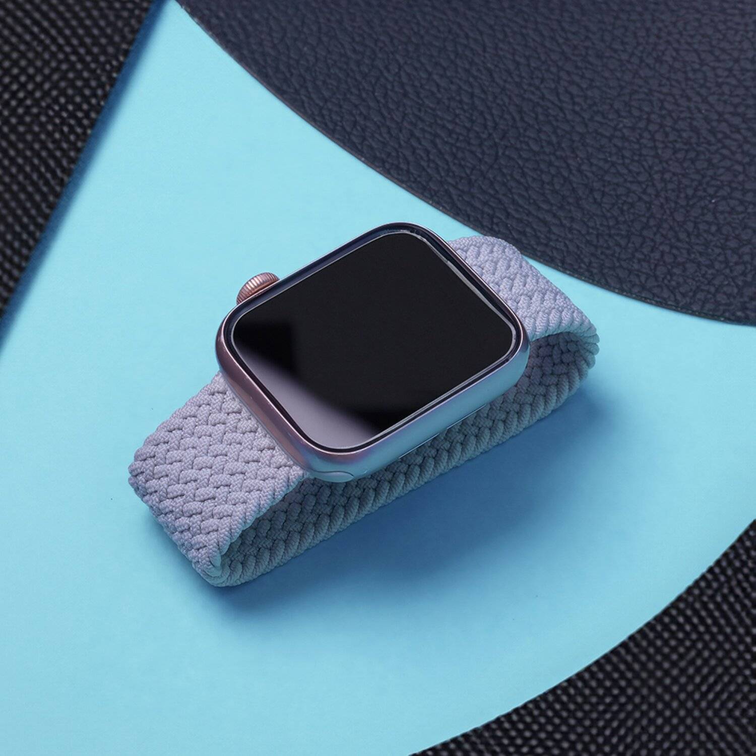 Elastisches Band für Smartwatch kompatibel mit Apple Watch Serie Hellgrau 38/40/41 mm XS