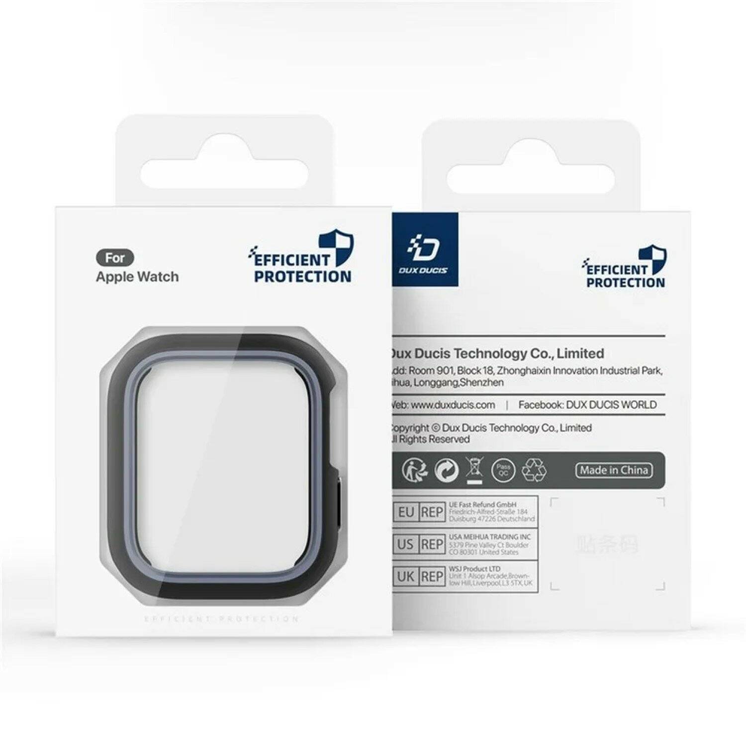 DUX DUCIS Bamo – Harte PC-Schutzhülle für Apple Watch Series 7/8/9 45 mm Schwarz/Grau