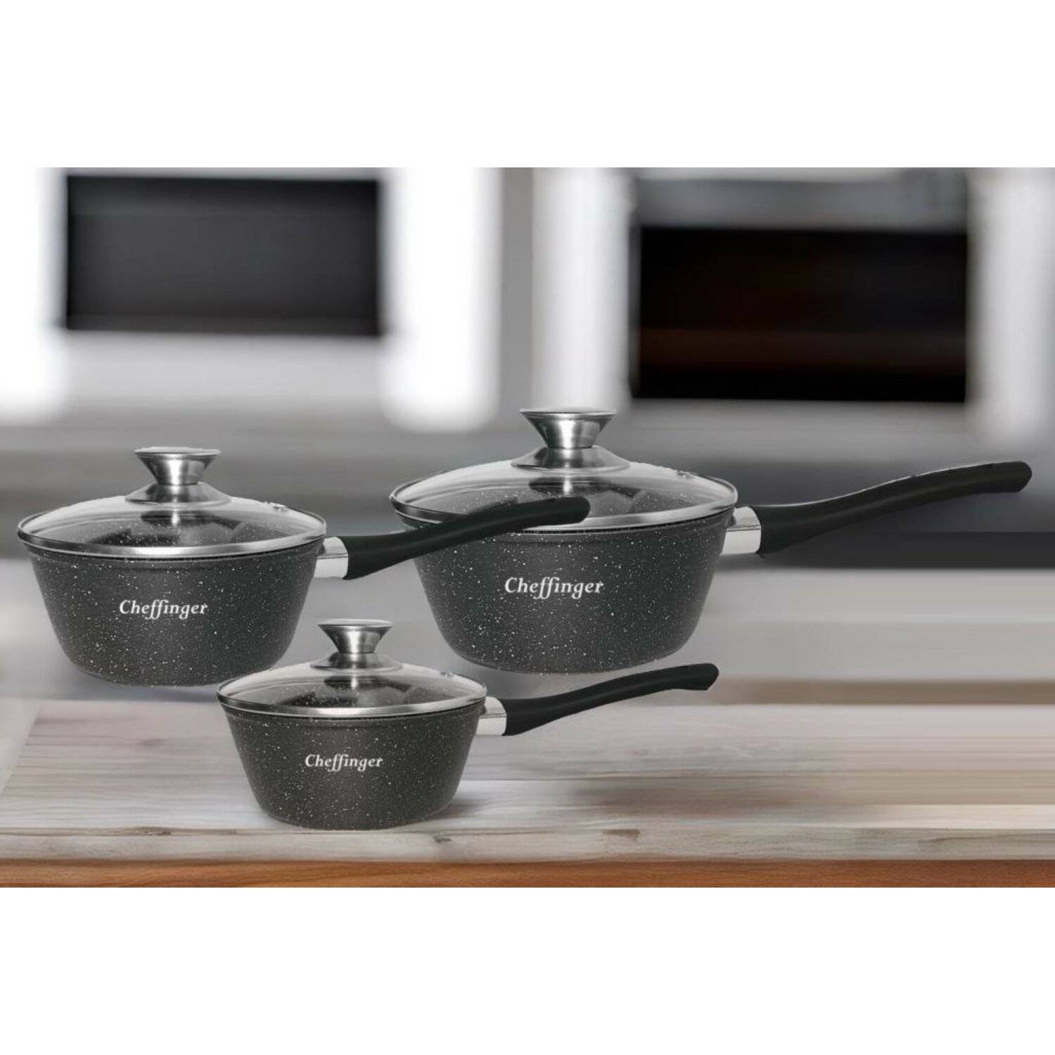 Stielkasserolle Set 6 tlg Ø16-18-20cm Saucenpfanne Pfanne Milchtopf Stieltopf