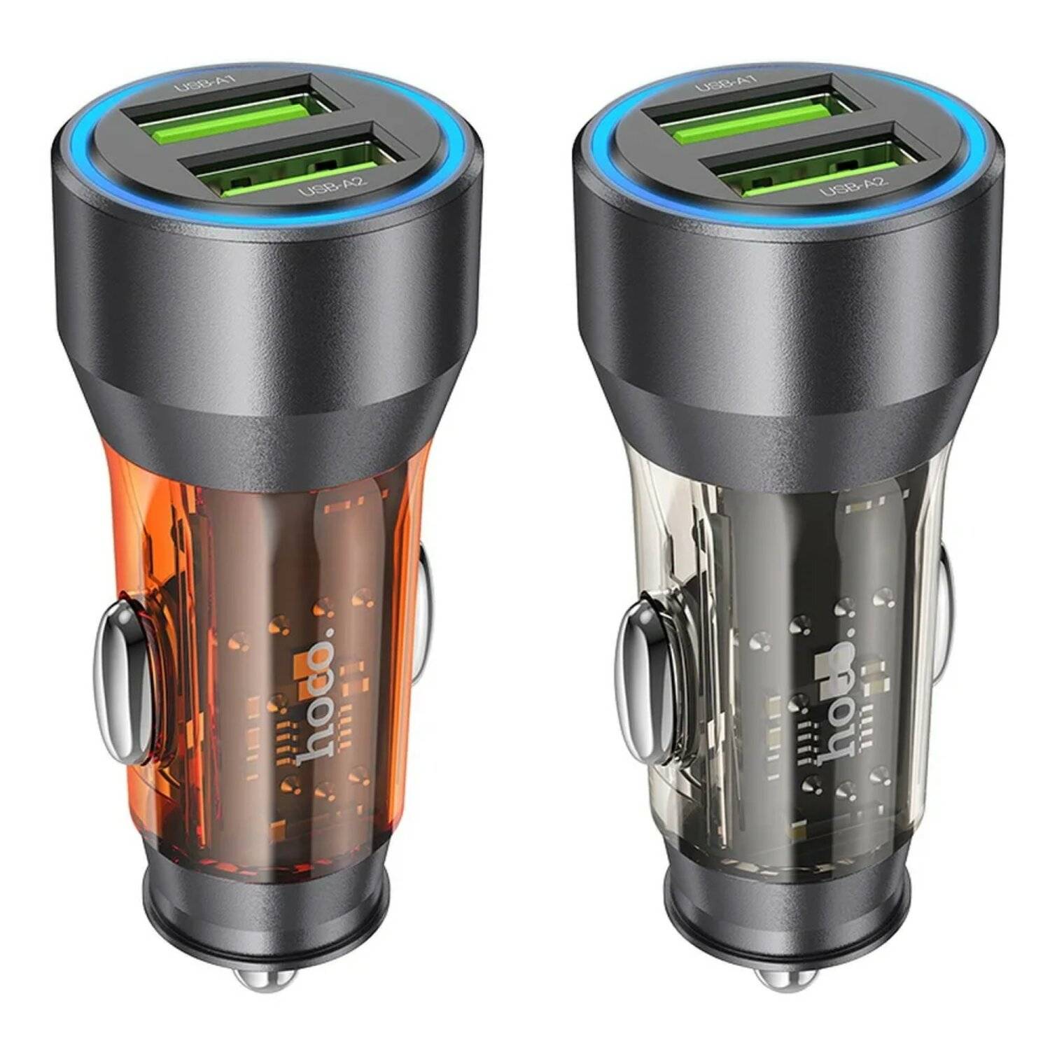 HOCO Autoladegerät 2 x USB QC 18W NZ12 transparent orange