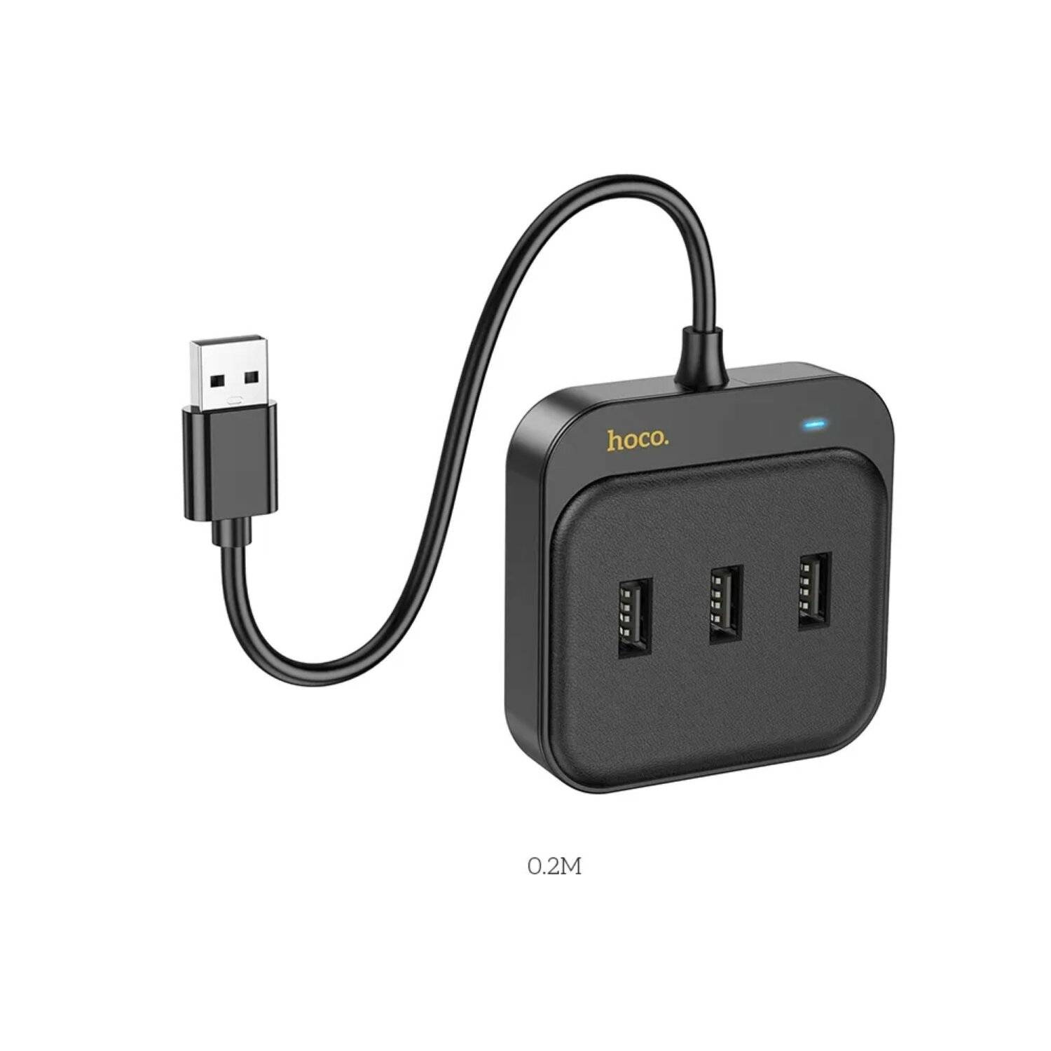 HOCO HUB-Adapter 4in1 USB auf USB2.0*3+RJ45 100 Mbit/s Ethernet Schwarz 0,2 m