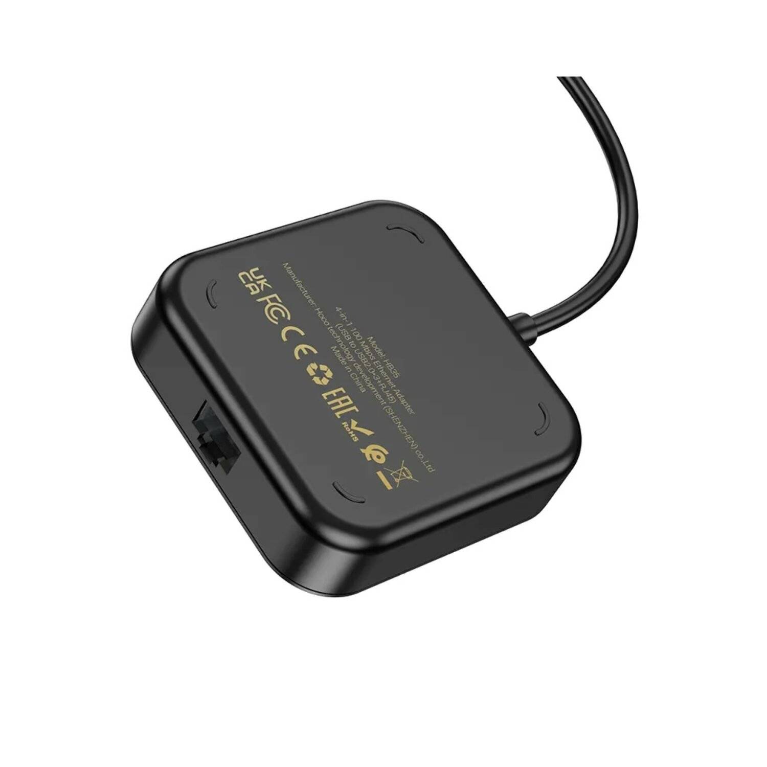 HOCO HUB-Adapter 4in1 USB auf USB2.0*3+RJ45 100 Mbit/s Ethernet Schwarz 0,2 m