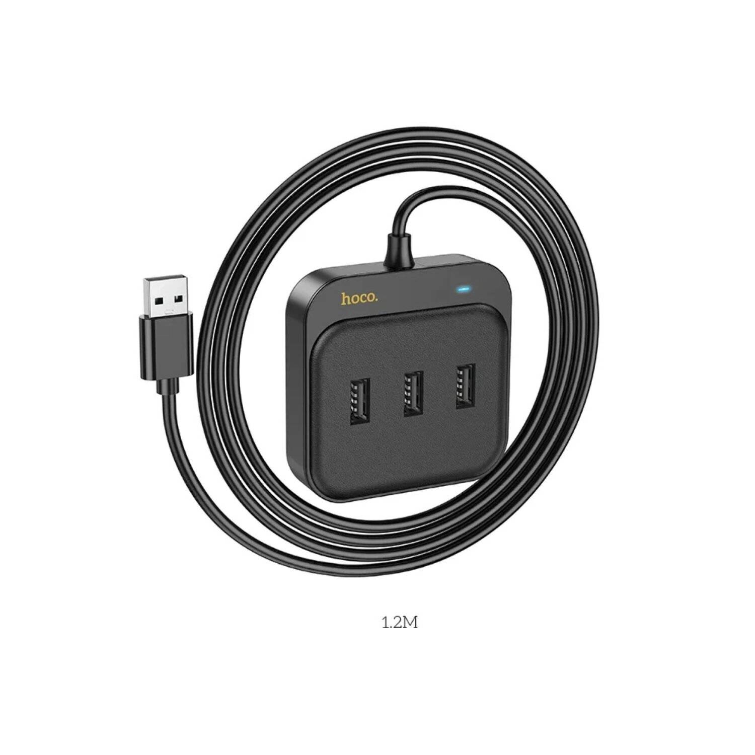 HOCO HUB-Adapter 4in1 USB auf USB2.0*3+RJ45 100 Mbit/s Ethernet Schwarz 1,2 m