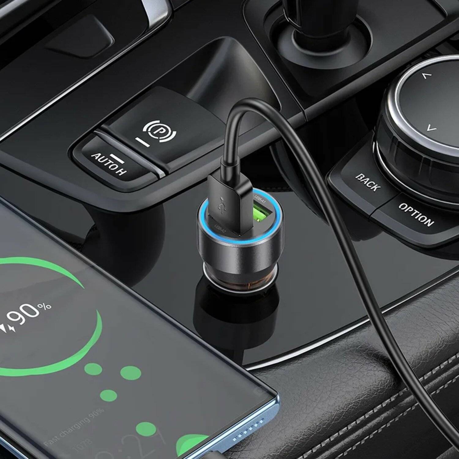 HOCO Autoladegerät 2 x USB QC3.0 18W + USB-Kabel auf Typ C NZ12 schwarz