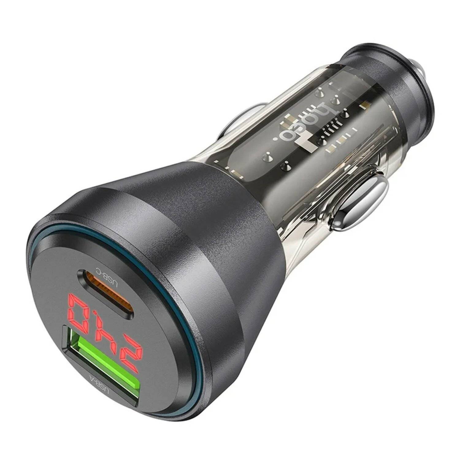HOCO Autoladegerät USB QC 18W + Typ C 30W mit Display PD48W NZ12B schwarz