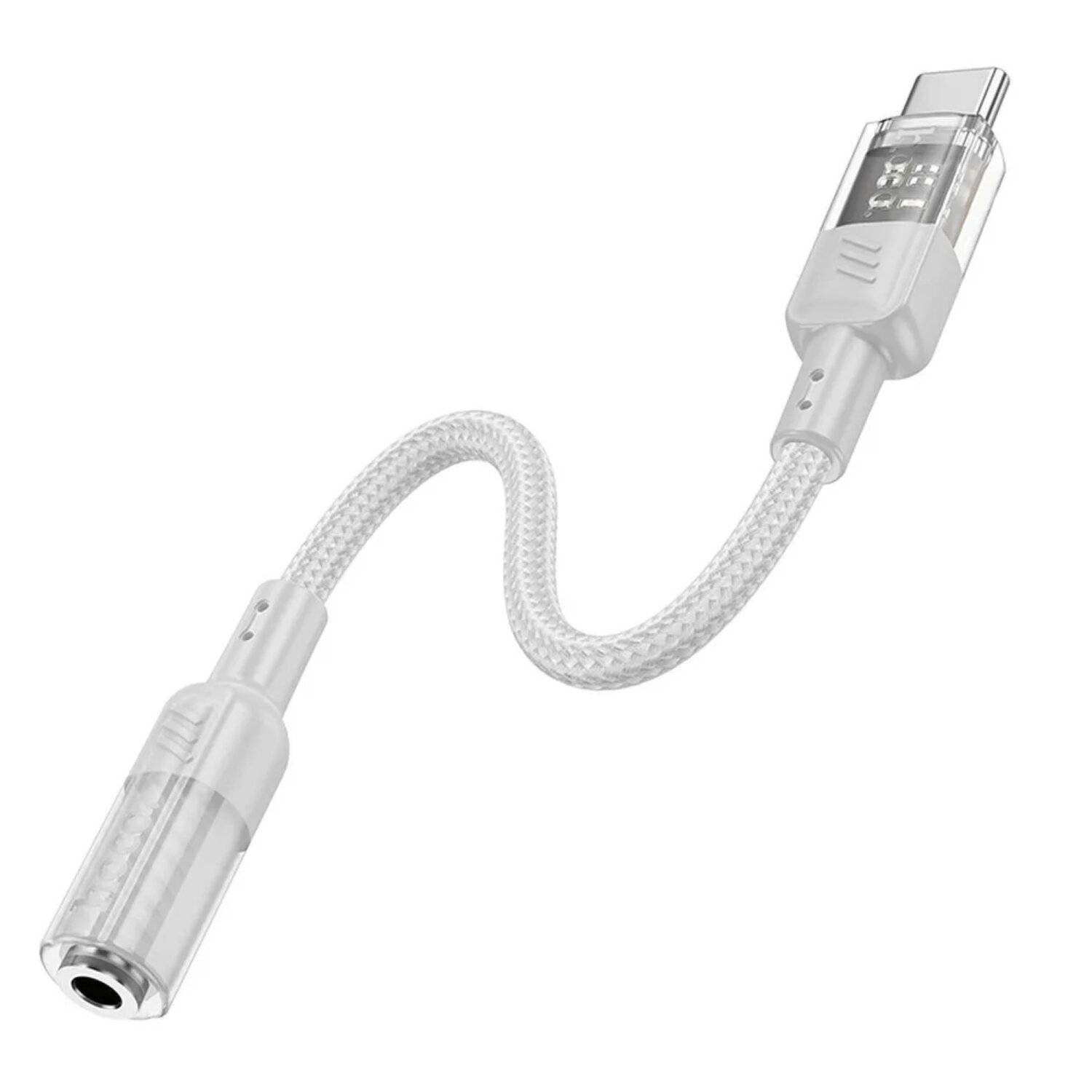 HOCO transparenter Adapter Typ C auf 3,5 mm Spirit LS37 Grau