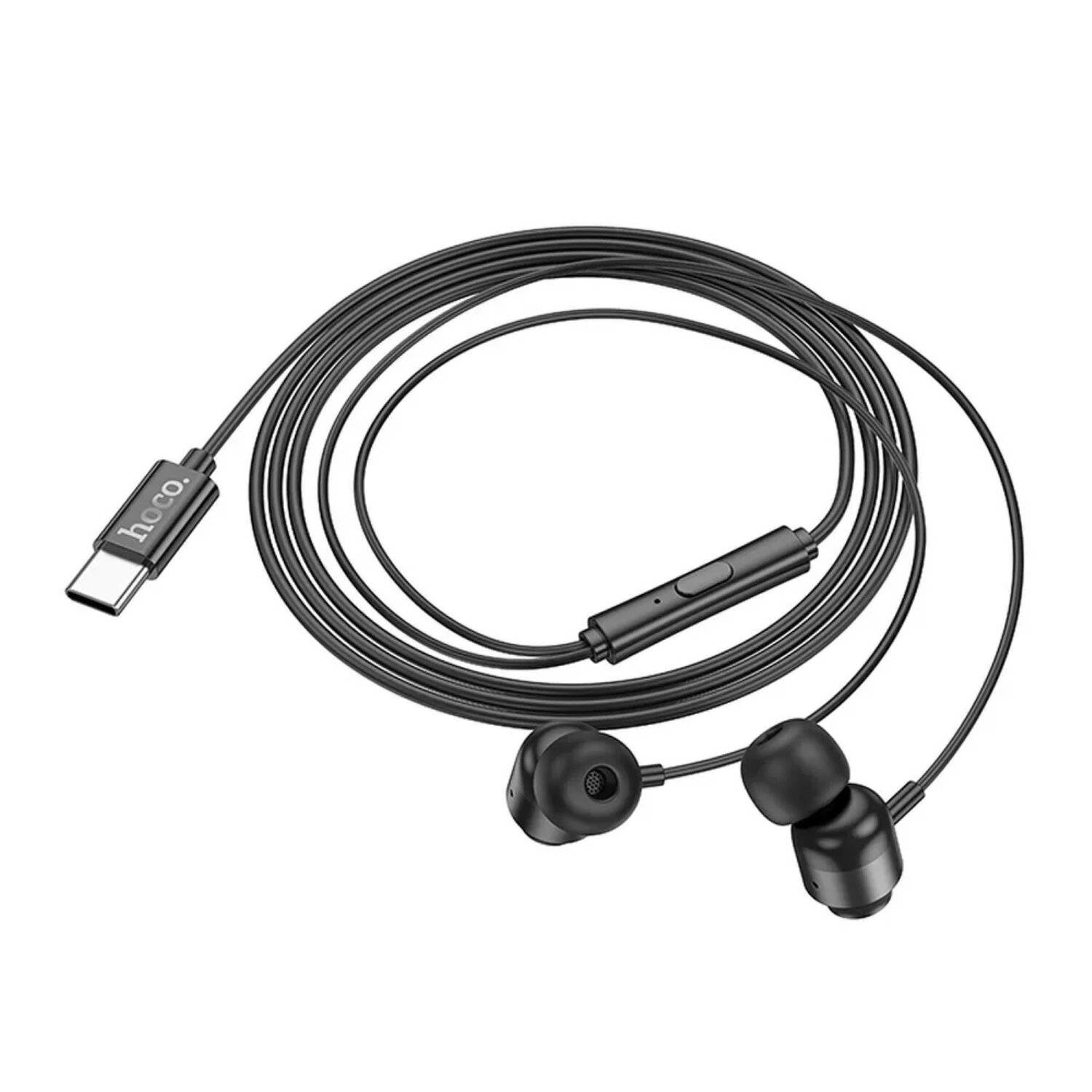 HOCO Headset / In-Ear-Kopfhörer USB Typ C mit M122 Power-Mikrofon 1,2m Schwarz