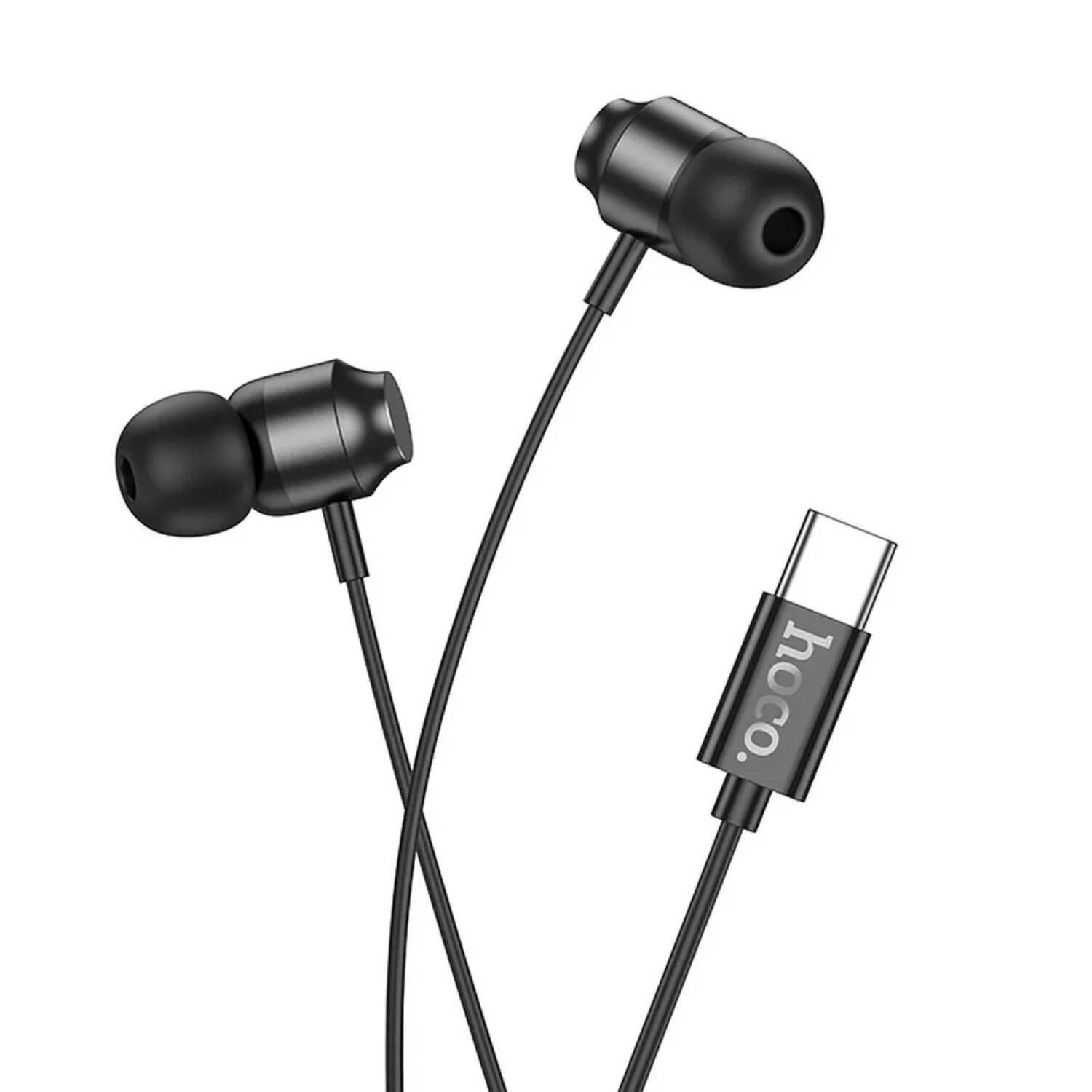 HOCO Headset / In-Ear-Kopfhörer USB Typ C mit M122 Power-Mikrofon 1,2m Schwarz