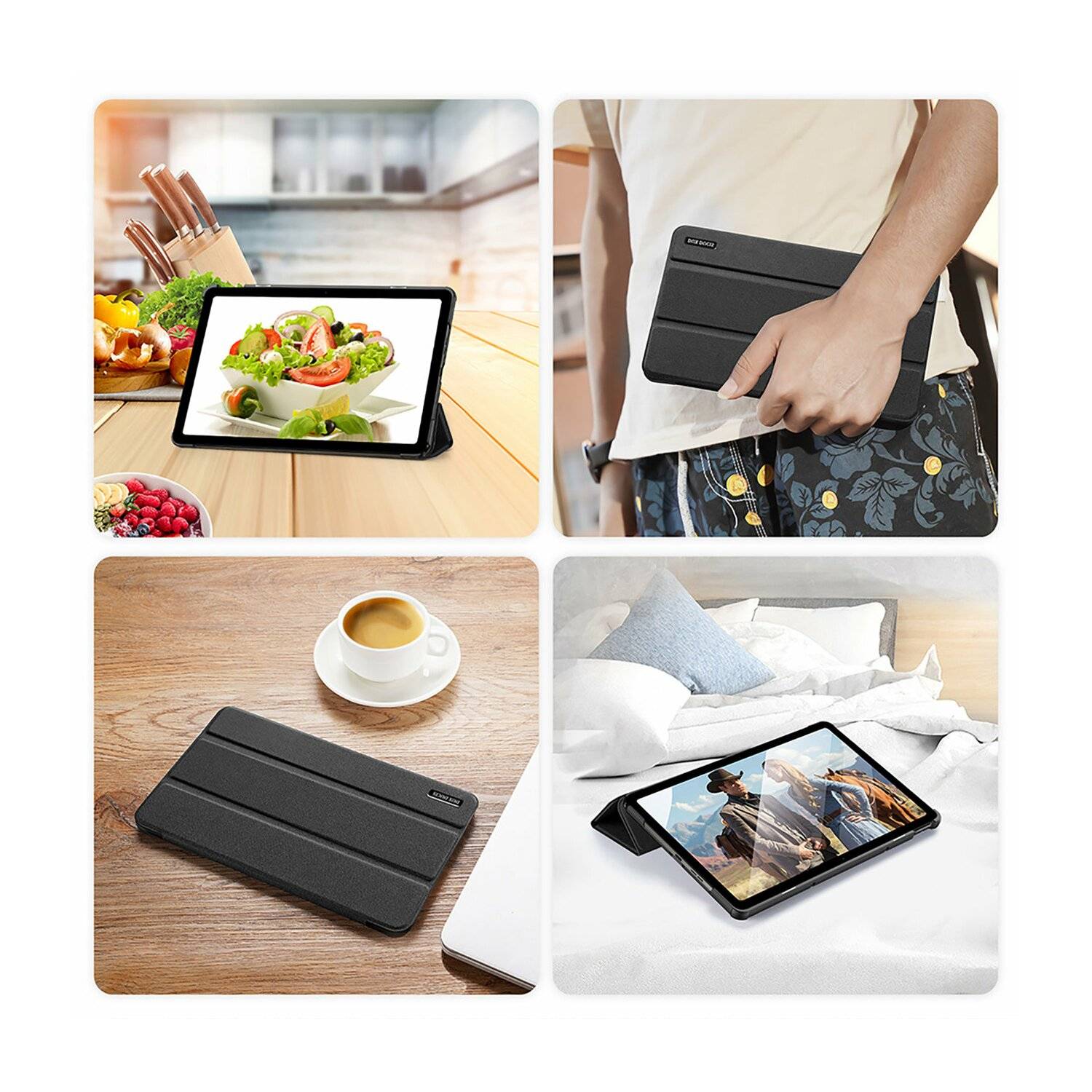Dux Ducis Domo Hartschale mit Smart Sleep und integrierter Standfunktion für Samsung Galaxy Tab S9/S8 Ultra Schwarz