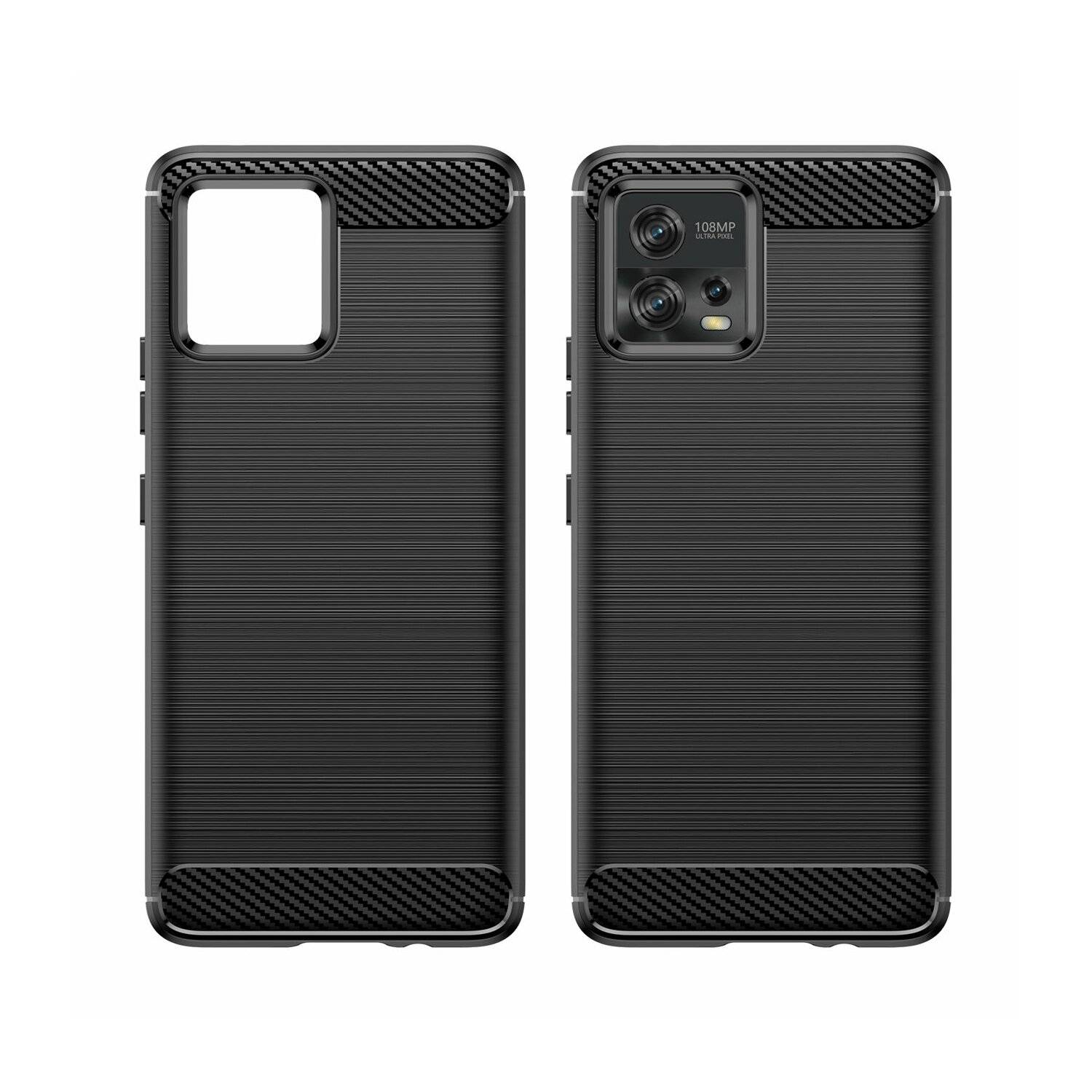 Carbon Case Hülle kompatibel mit Nokia C12 flexible Silikon Carbon Hülle schwarz