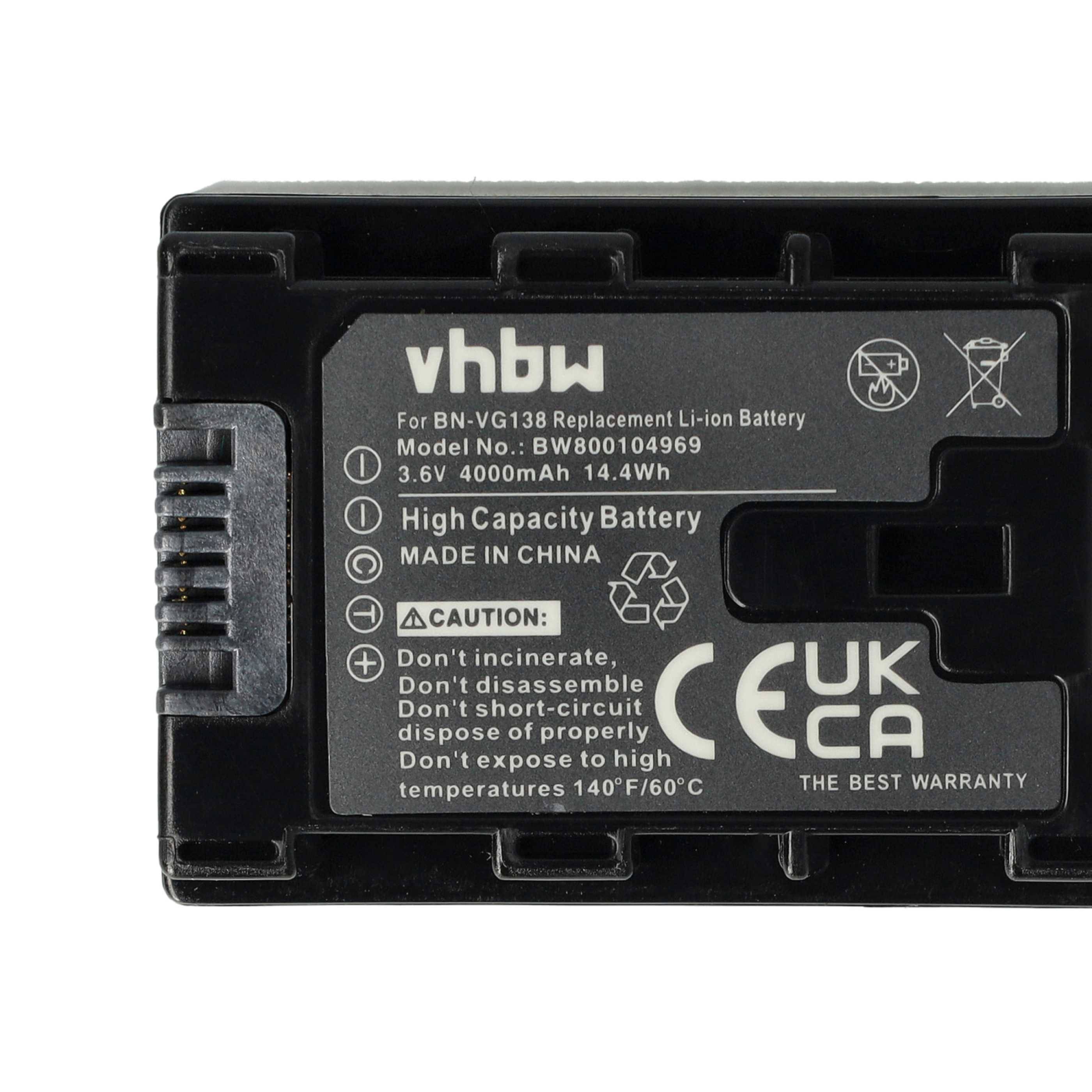 vhbw 2x Akku kompatibel mit JVC GZ-HD620BU, GZ-HD620BUS, GZ-HD620BEU Videokamera Camcorder (4000 mAh, 3,6 V, Li-Ion) + Infochip