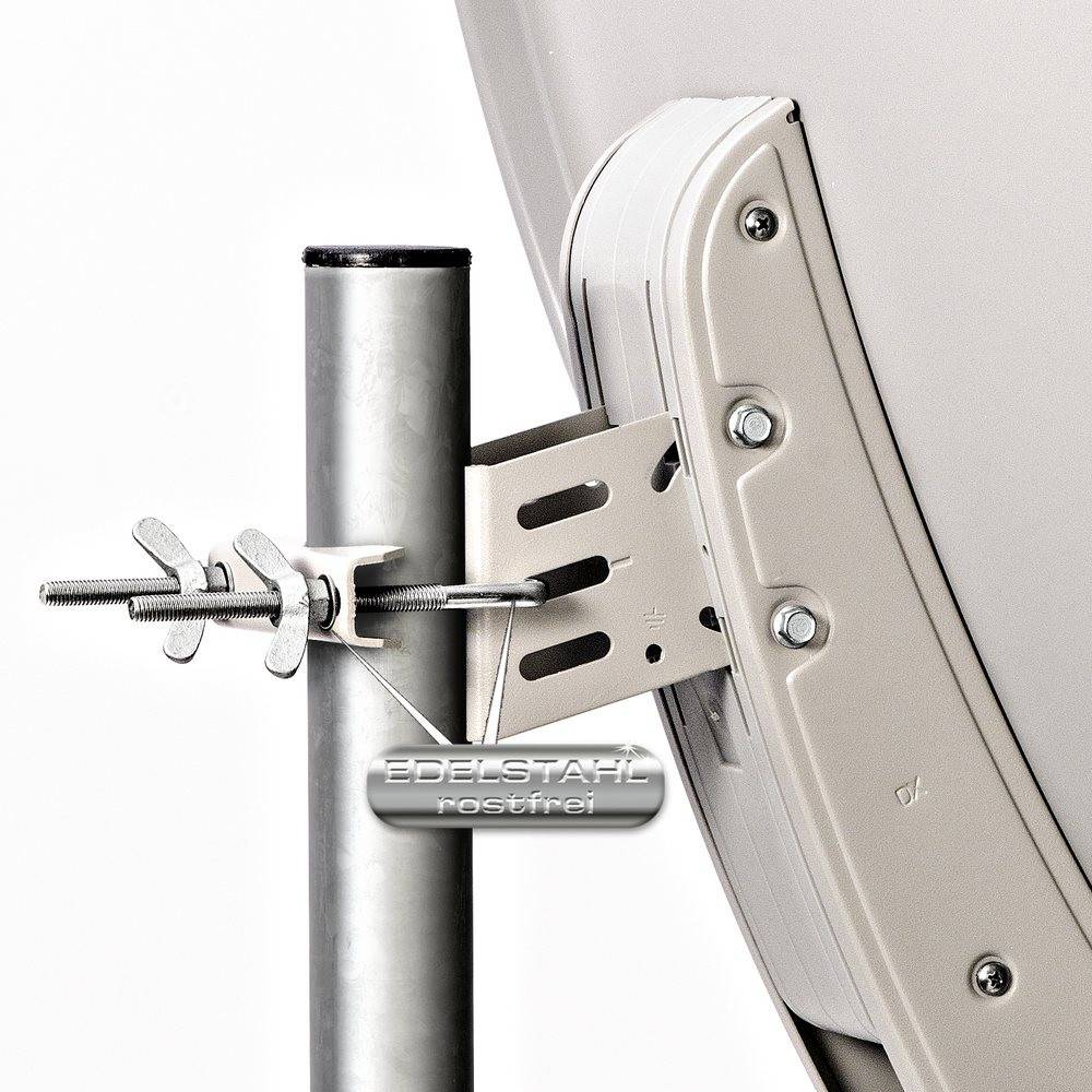 Fuba Sat Anlage 4 Teilnehmer | Satellitenschüssel Komplettset - DAA 650 G Sat-Schüssel 60x65cm Alu hellgrau + Fuba DEK 417 Quad LNB 4 Teilnehmer (DV