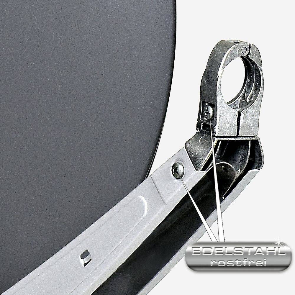 Fuba Sat Anlage 2 Teilnehmer | Satellitenschüssel Komplettset - DAA 650 A Sat-Schüssel 60x65cm Alu anthrazit + Fuba DEK 217 Twin LNB 2 Teilnehmer (D