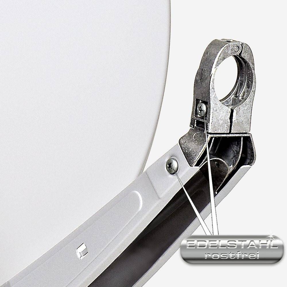 Fuba Sat Anlage 1 Teilnehmer | Satellitenschüssel Komplettset - DAA 650 G Sat-Schüssel 60x65cm Alu hellgrau + Fuba DEK 117 Single LNB 1 Teilnehmer