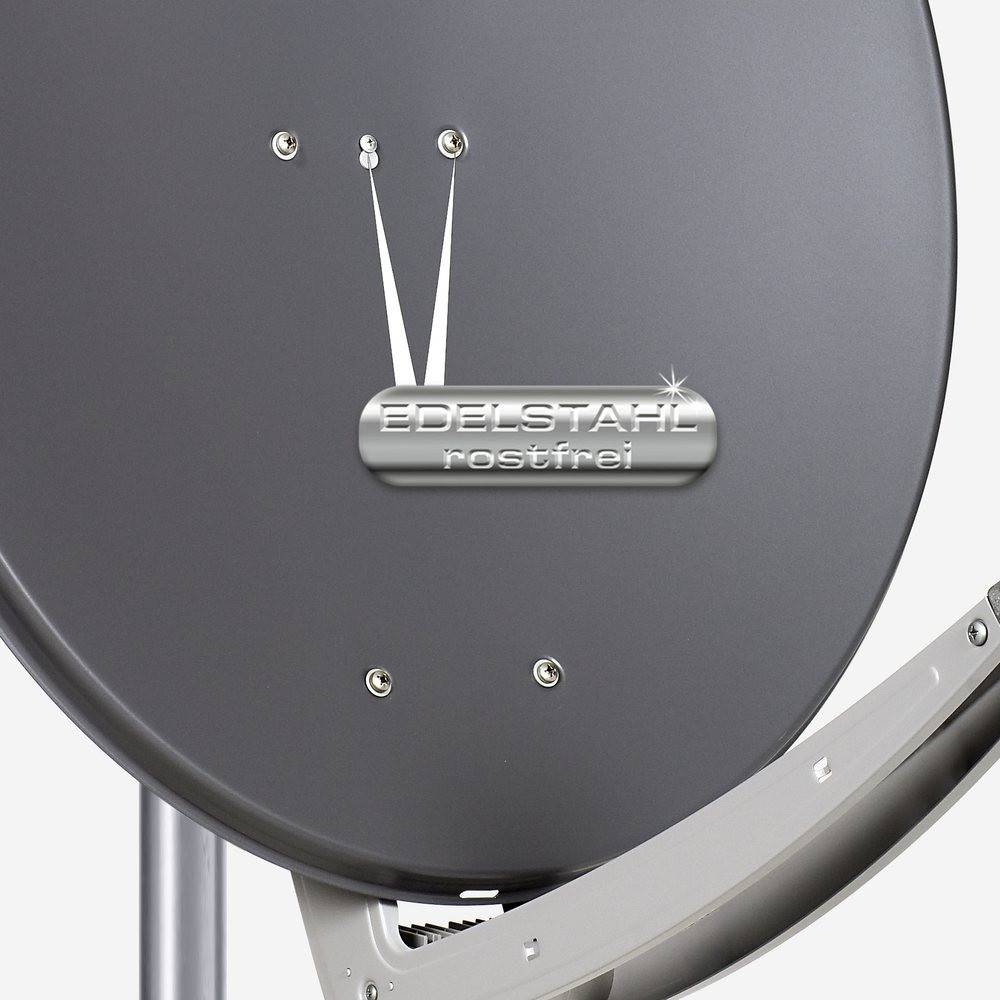 Fuba Sat Anlage 12 Teilnehmer - 2 Satelliten (z.B. Astra/Hotbird) | DAA 780 A Satellitenschüssel 80cm Alu anthrazit (Testergebnis: ausgezeichnet)*