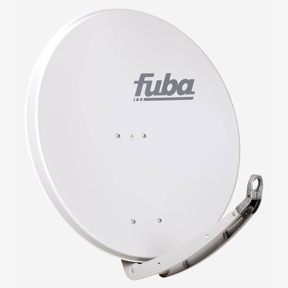 Fuba Sat Anlage 2 Teilnehmer - 2 Satelliten | Satellitenschüssel Komplettset - DAA 850 G Sat-Schüssel 85cm Alu hellgrau + 2x Twin LNB 2 Teilnehmer