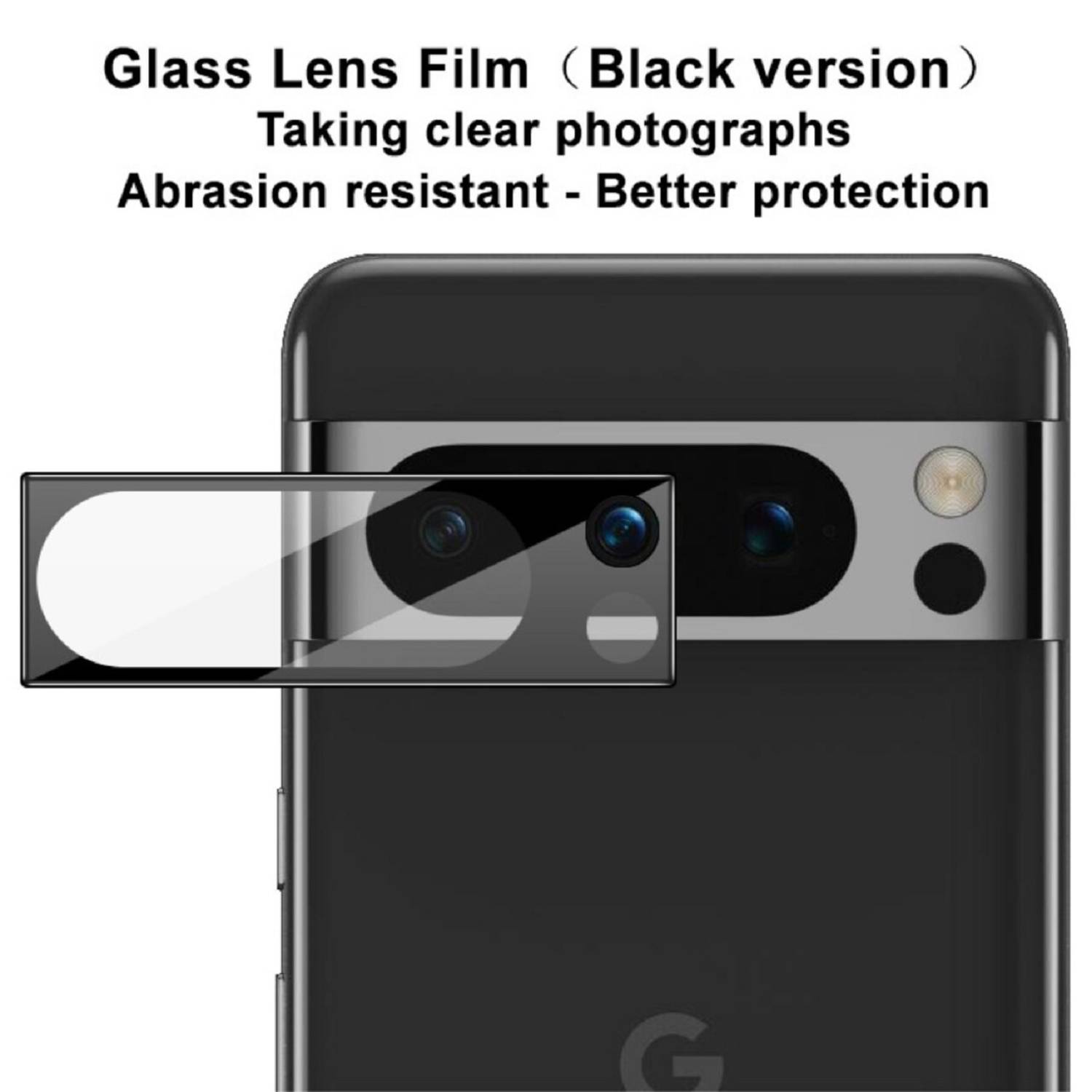 1x Kamera 9H Panzerhartglas für Google Pixel 8 Pro 3D KLAR Schwarzes ECHTES TEMPERED Panzerglas Kameraglas Kamerhartglas Kameraschutzglas Schutzglas