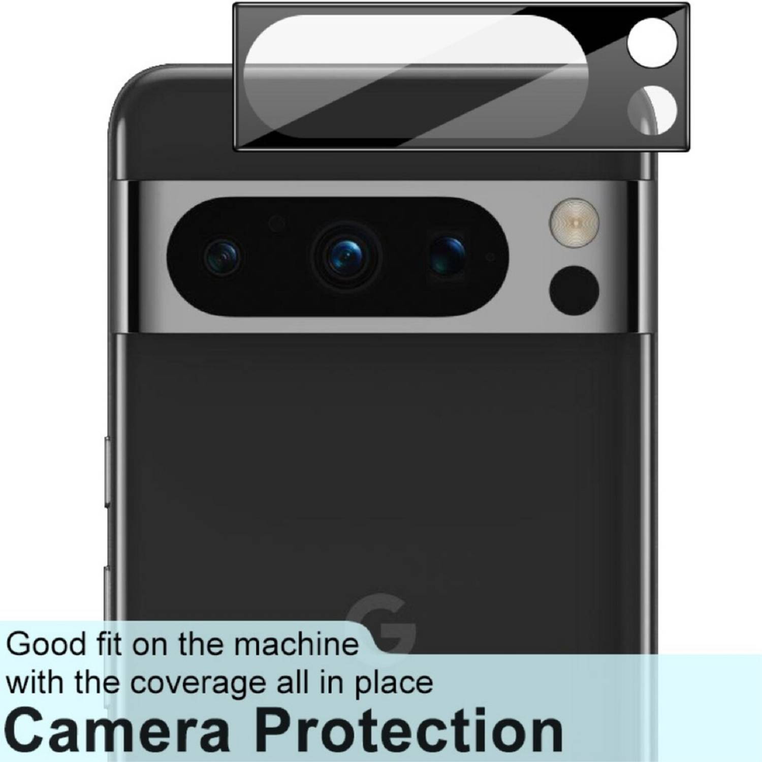 2x Kamera 9H Panzerhartglas für Google Pixel 8 Pro 3D KLAR Schwarzes ECHTES TEMPERED Panzerglas Kameraglas Kamerhartglas Kameraschutzglas Schutzglas