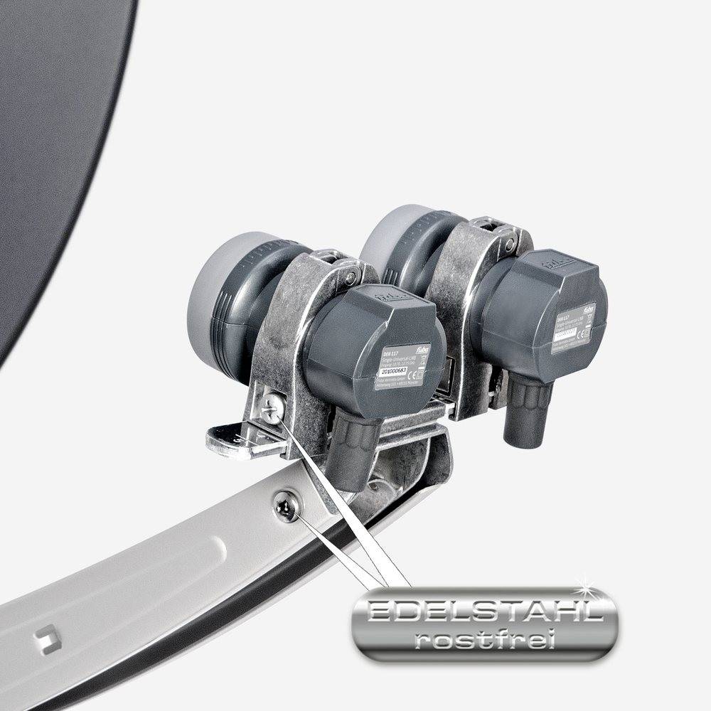 Fuba Sat Anlage 1 Teilnehmer - 2 Satelliten (z.B. Astra/Hotbird) | DAA 780 A Satellitenschüssel 80cm Alu anthrazit (Testergebnis: ausgezeichnet)*