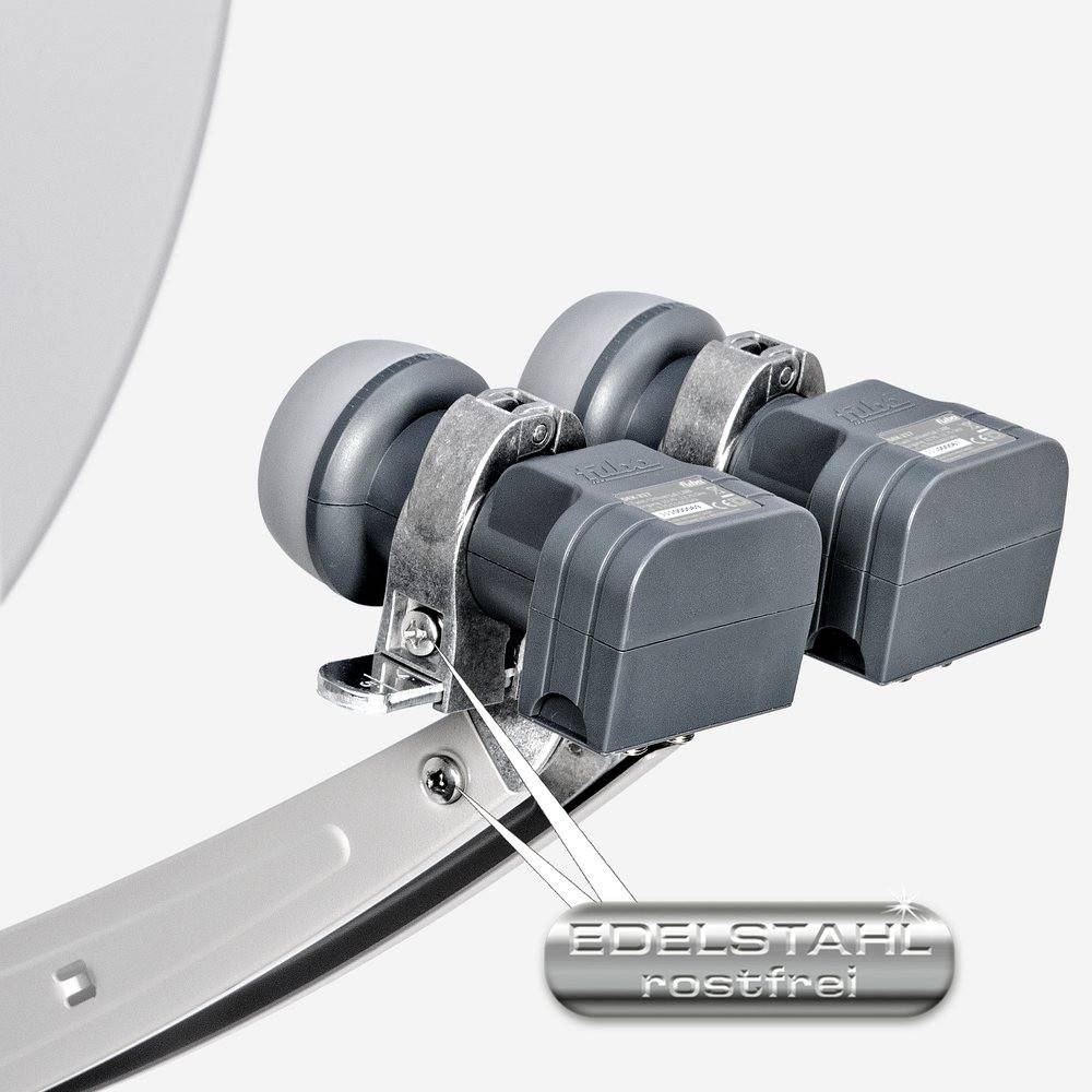 Fuba Sat Anlage 2 Teilnehmer - 2 Satelliten (z.B. Astra/Hotbird) | DAA 780 G Satellitenschüssel 80cm Alu hellgrau (Testergebnis: ausgezeichnet)*