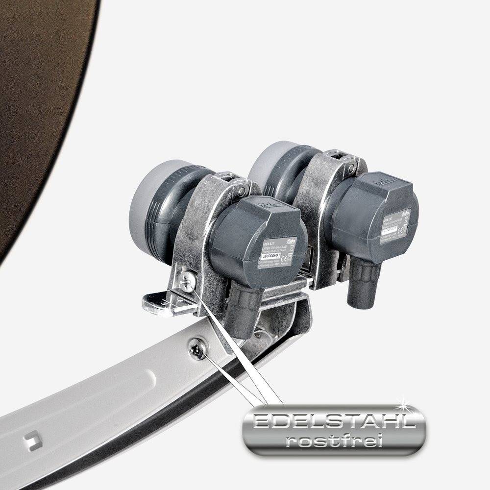 Fuba Sat Anlage 1 Teilnehmer - 2 Satelliten (z.B. Astra/Hotbird) | DAA 780 B Satellitenschüssel 80cm Alu braun (Testergebnis: ausgezeichnet)* + 2x