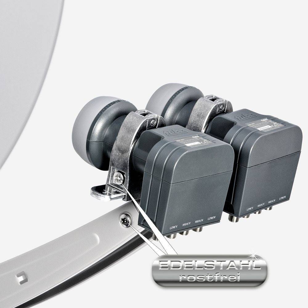 Fuba Sat Anlage 16 Teilnehmer - 2 Satelliten (z.B. Astra/Hotbird) | DAA 780 G Satellitenschüssel 80cm Alu hellgrau (Testergebnis: ausgezeichnet)*