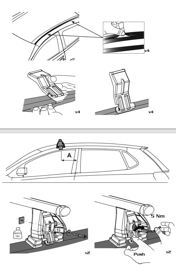 Skiträger Alu 4 Paar Ski + Dachträger VDP EVO ALU kompatibel mit für Fiat Punto II 5 Türer 1999-2010