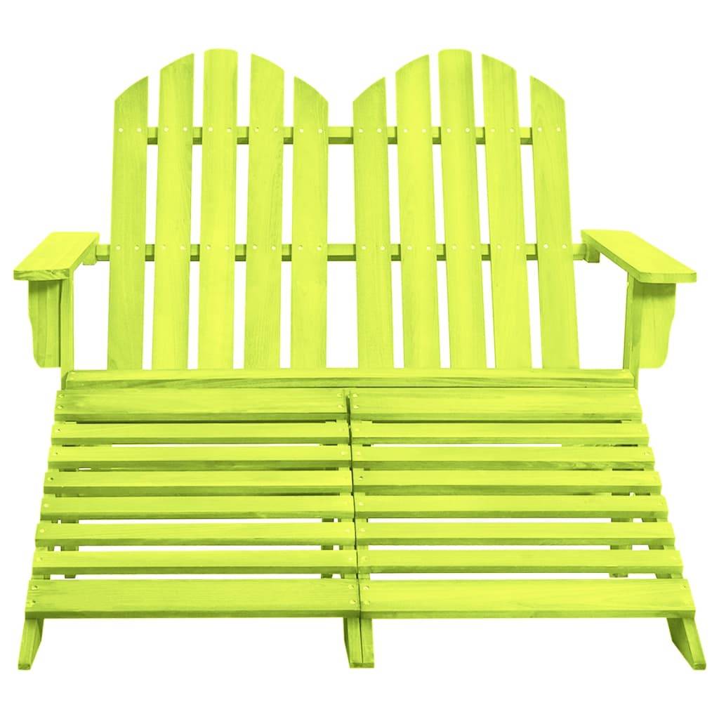 vidaXL Adirondack-Gartenbank 2-Sitzer mit Fußteil Tannenholz Grün