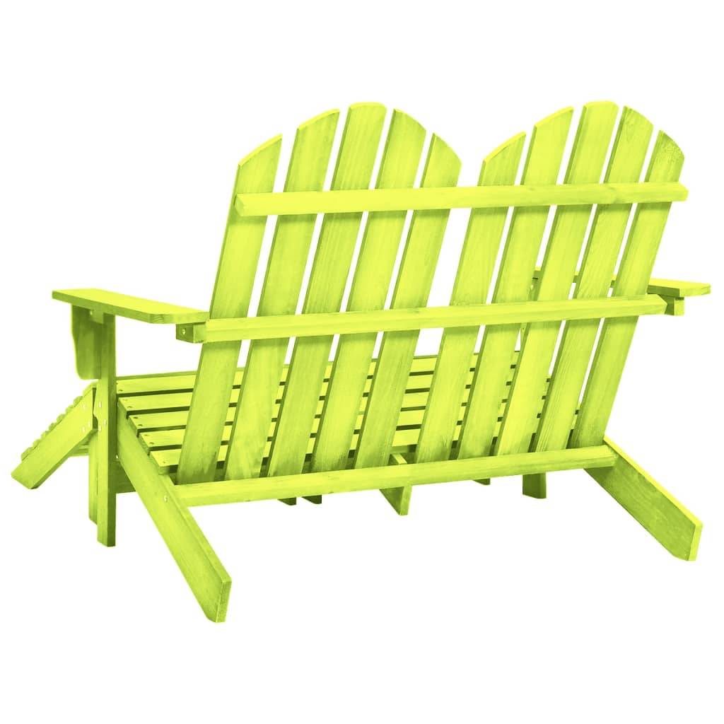 vidaXL Adirondack-Gartenbank 2-Sitzer mit Fußteil Tannenholz Grün