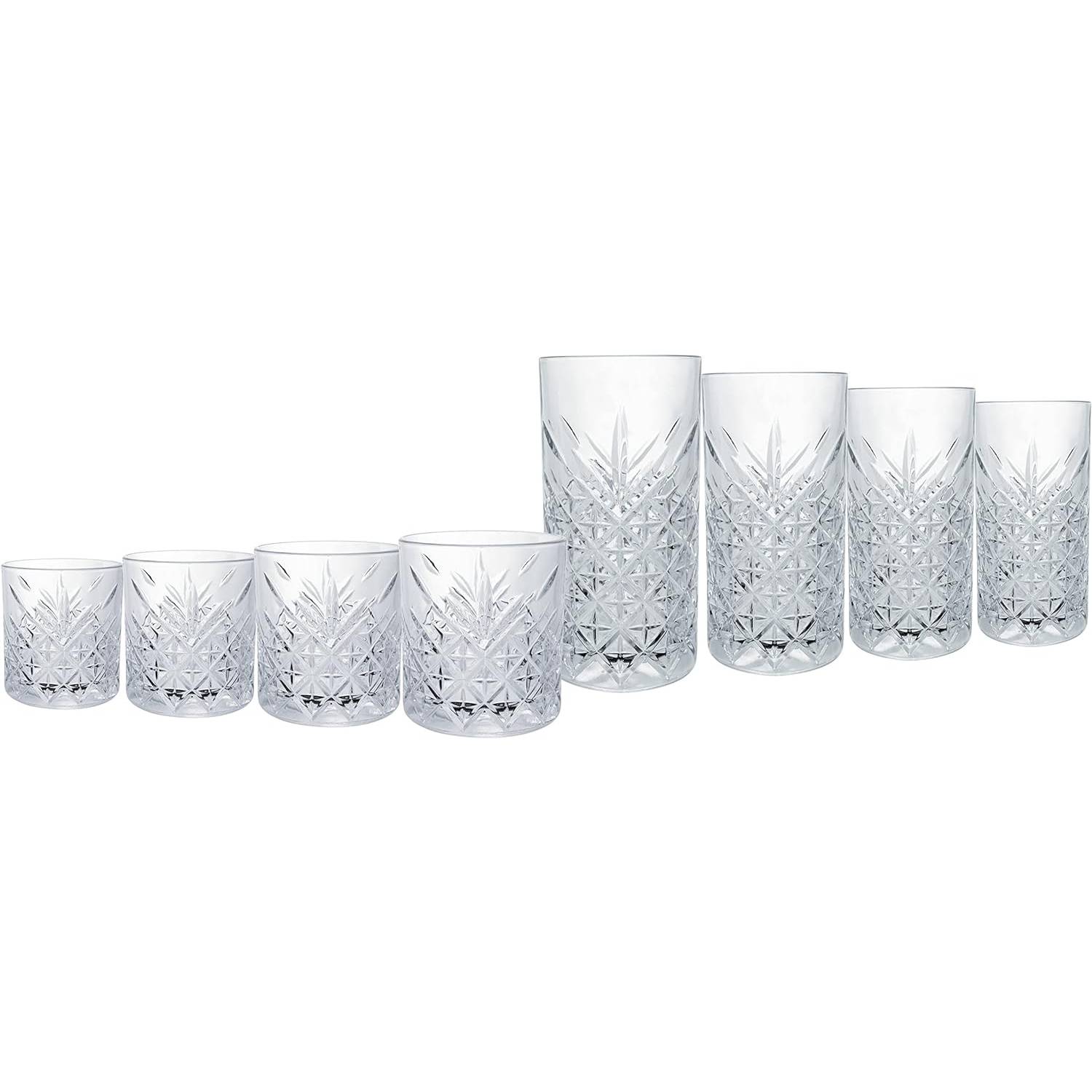 CreaTable 15459 Timeless Longdrinkbecher & Whiskygläser, klar, 8-teilig (1 Set)