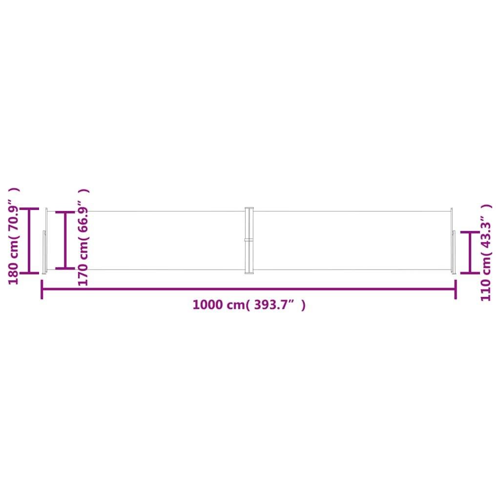 vidaXL Seitenmarkise Ausziehbar Creme 180x1000 cm