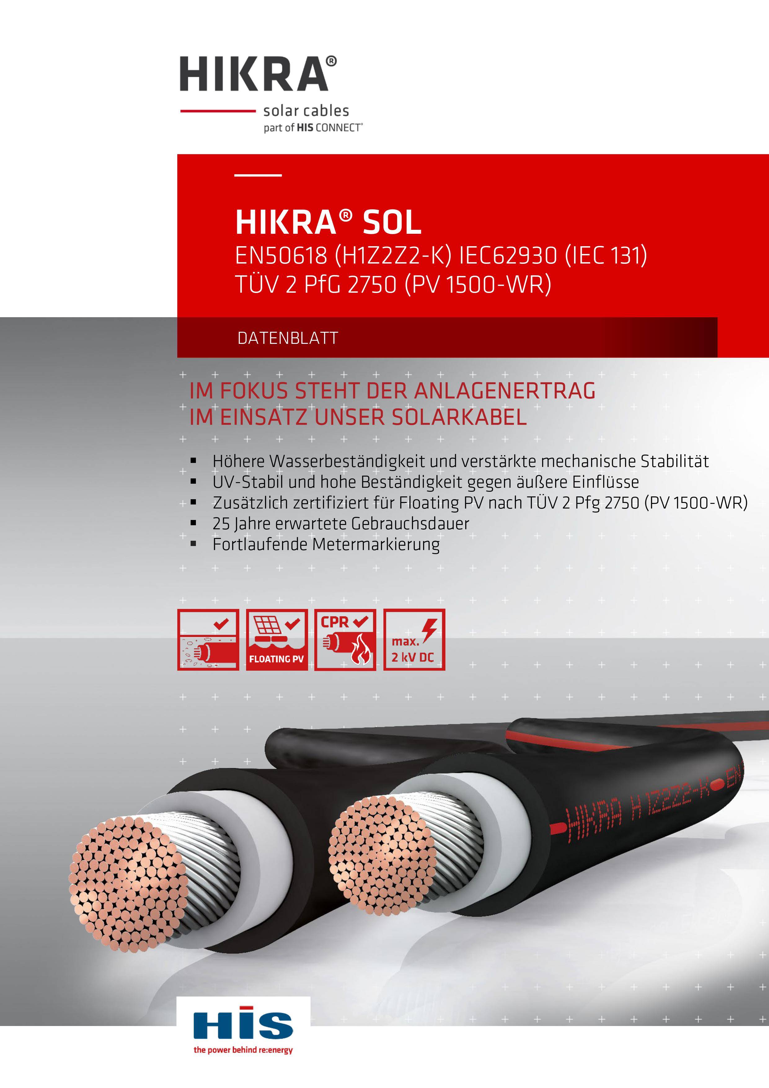 Solarkabel HIKRA® SOL 100m 4mm² Schwarz Solar Kabel PV Anschluss Photovoltaik